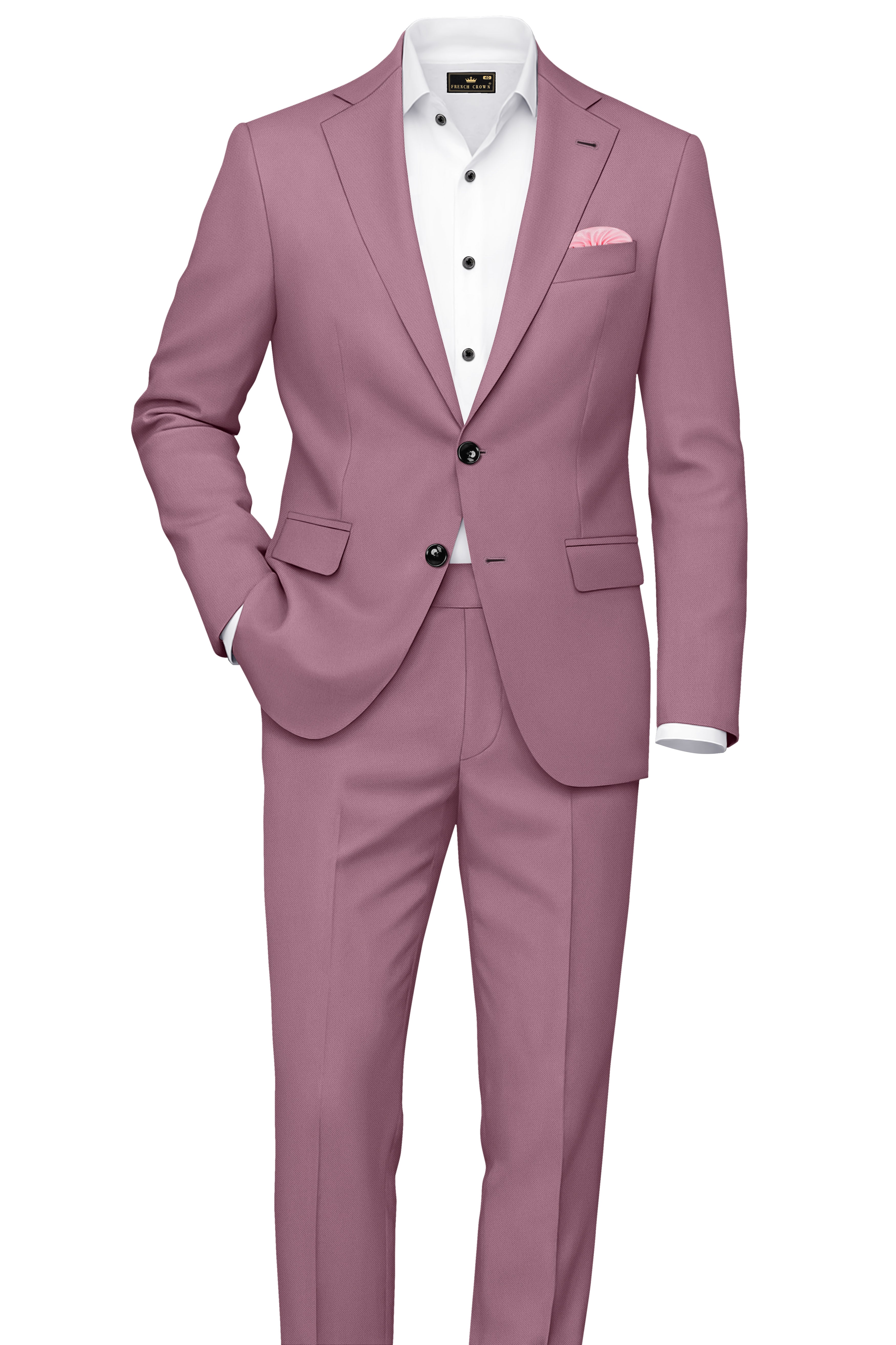 Rouge-Korean Opium Pink 4-Way Stretch Wrinkle-Free Wool Rich Single Breasted Blazer