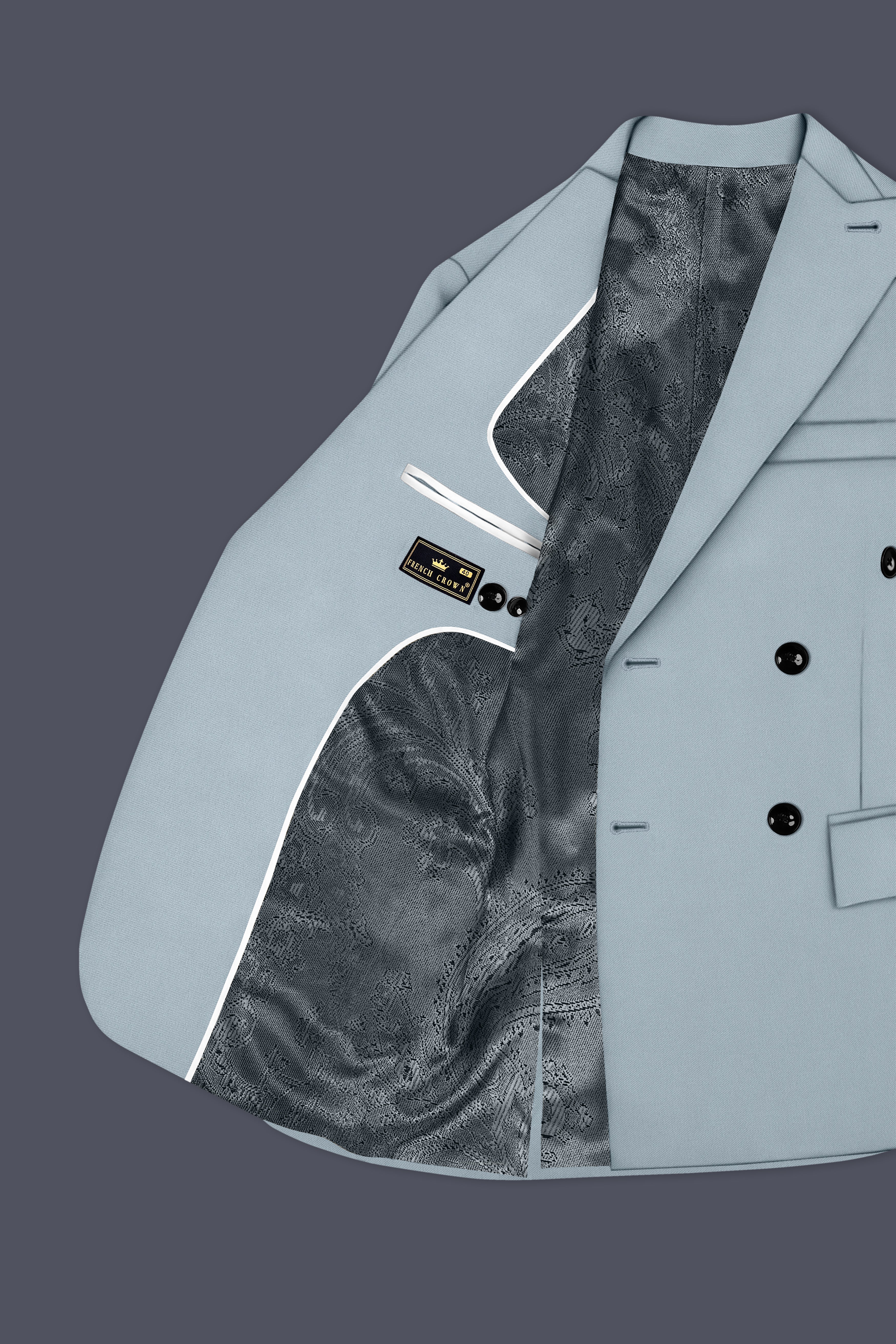 Pewter-Korean Chateau gray 4-Way Stretch Wrinkle-Free Wool Rich Double Breasted Blazer