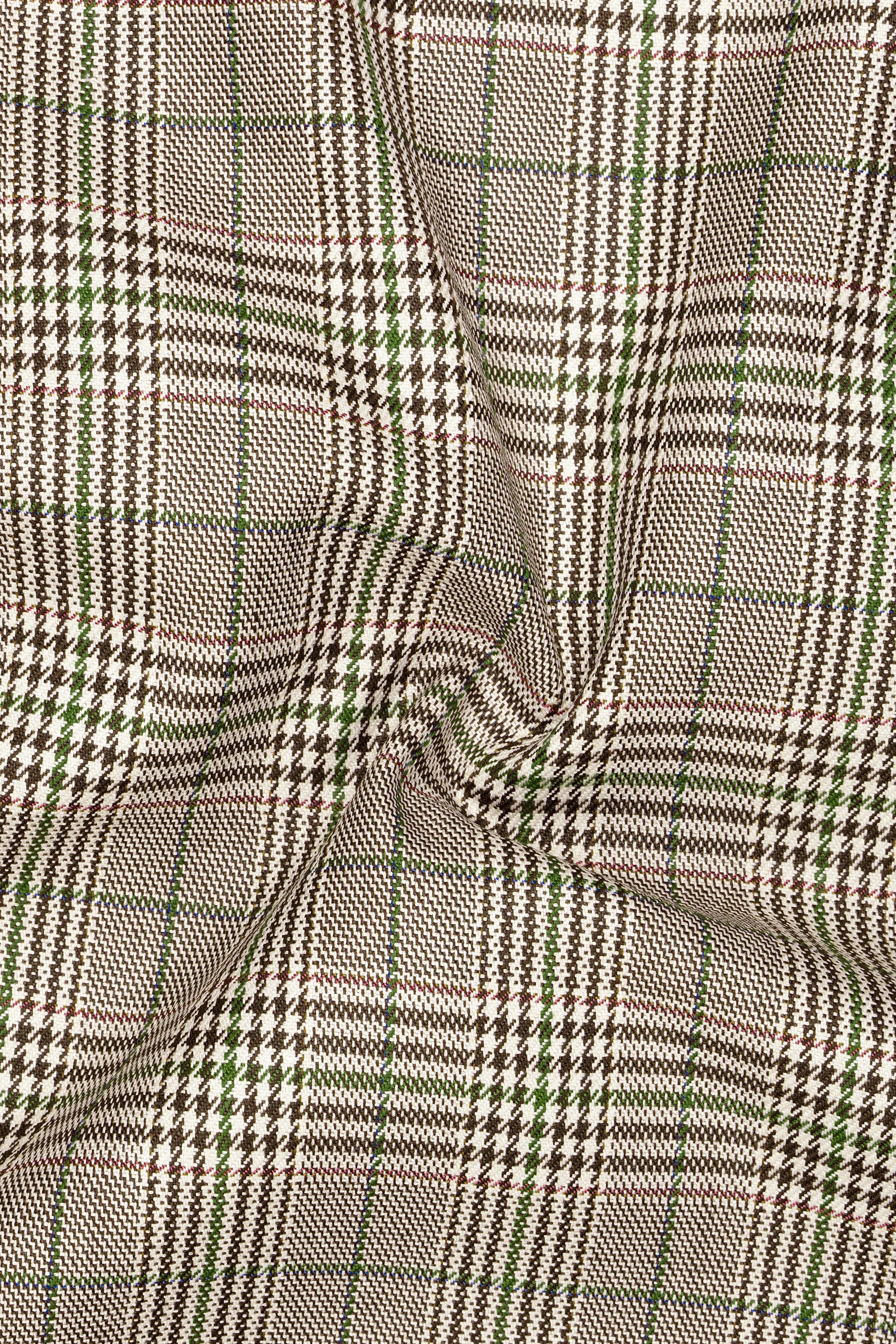 Nawab-Tundora Brown Plaid Wool Rich Bandhgala Blazer