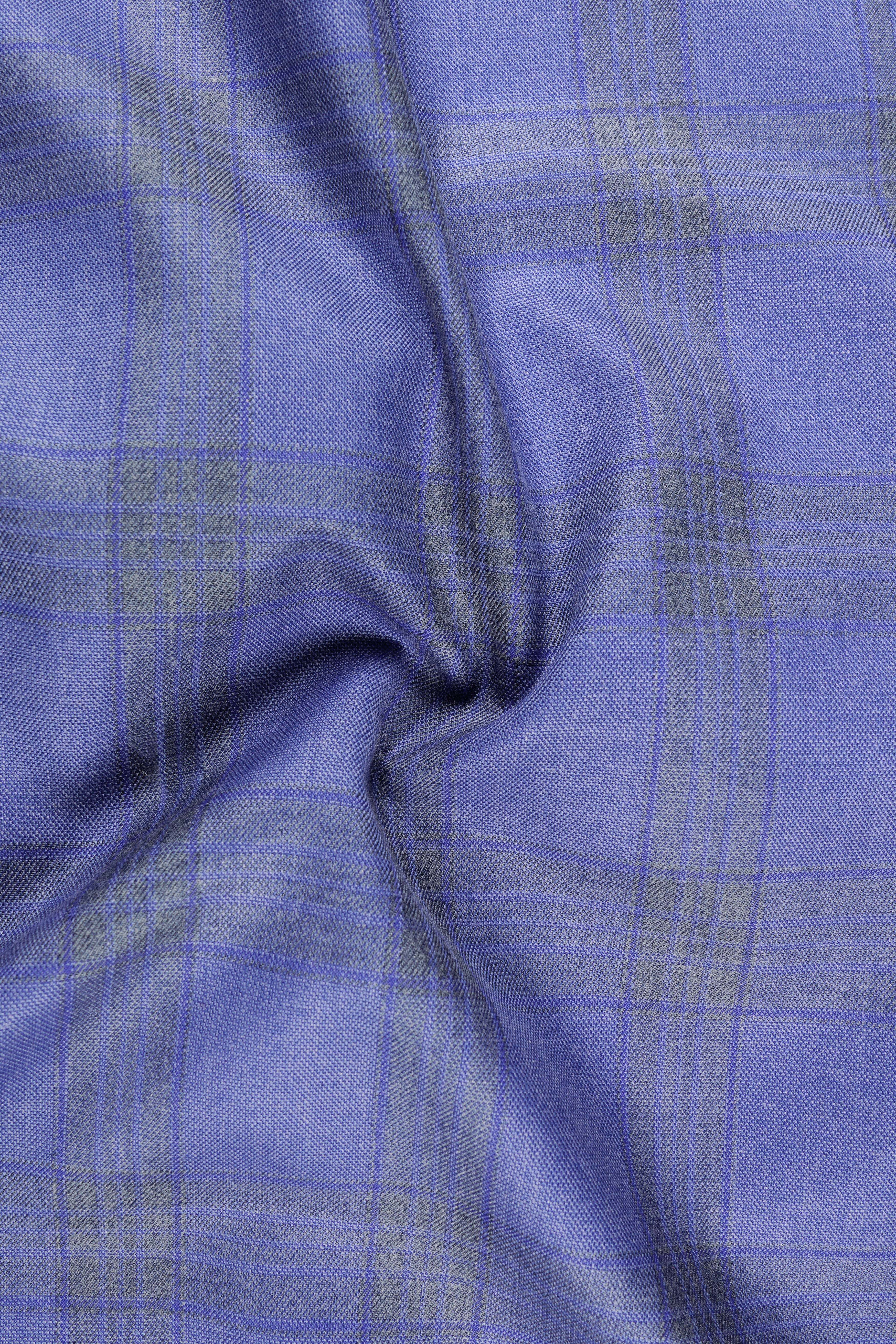 Cobalt-Scampi Blue Plaid Wool Rich Tuxedo Blazer