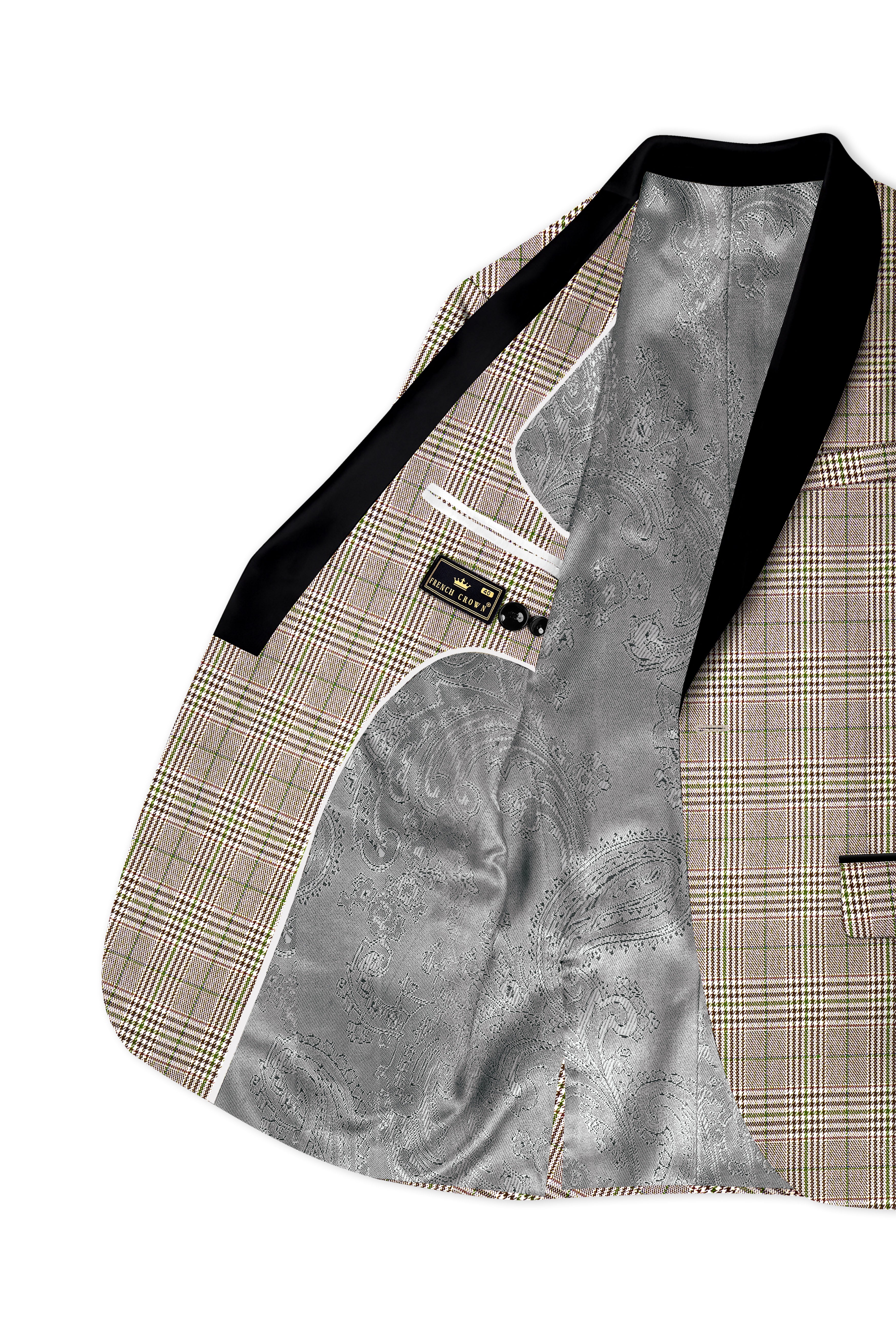 Nawab-Tundora Brown Plaid Wool Rich Tuxedo Blazer