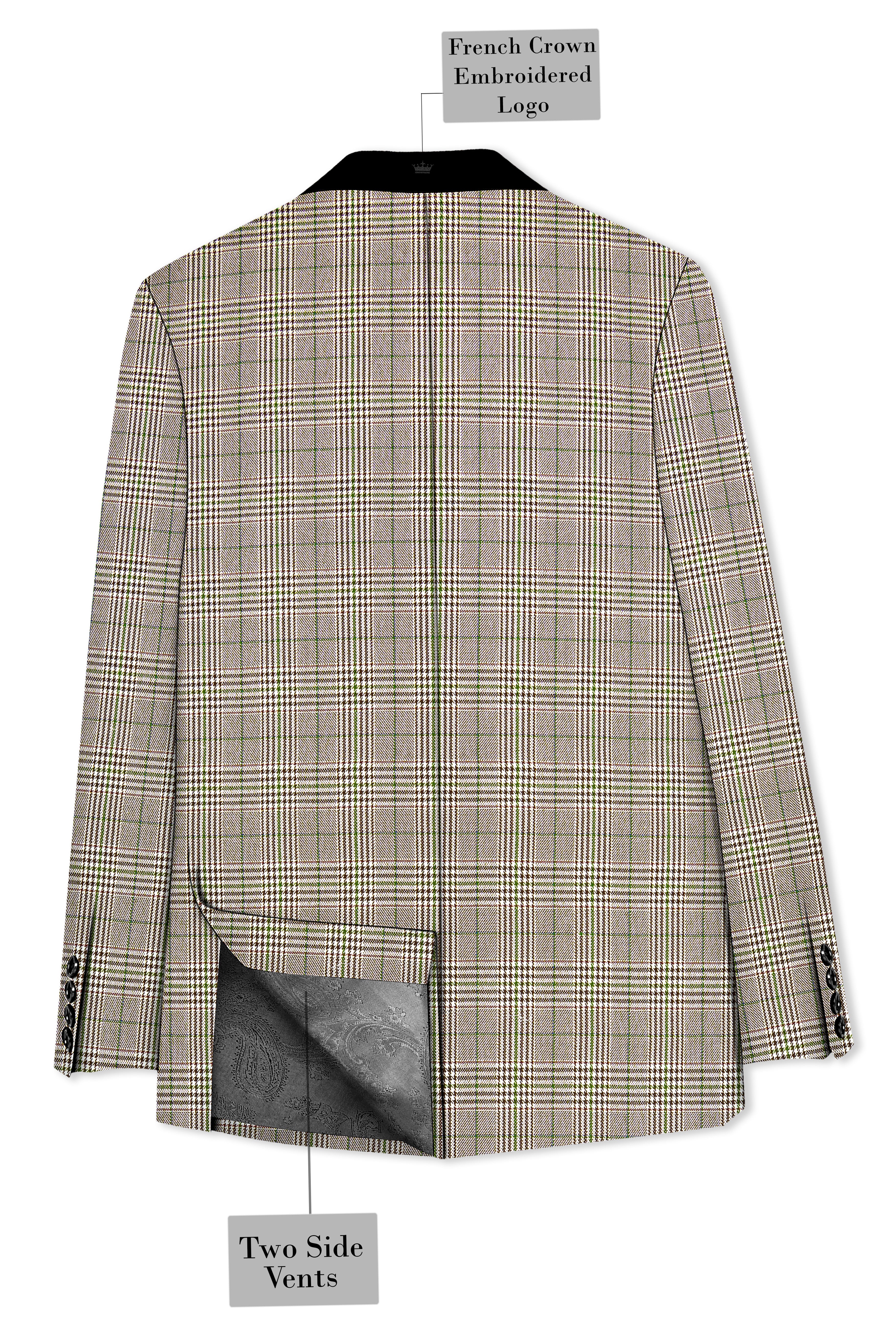 Nawab-Tundora Brown Plaid Wool Rich Tuxedo Blazer