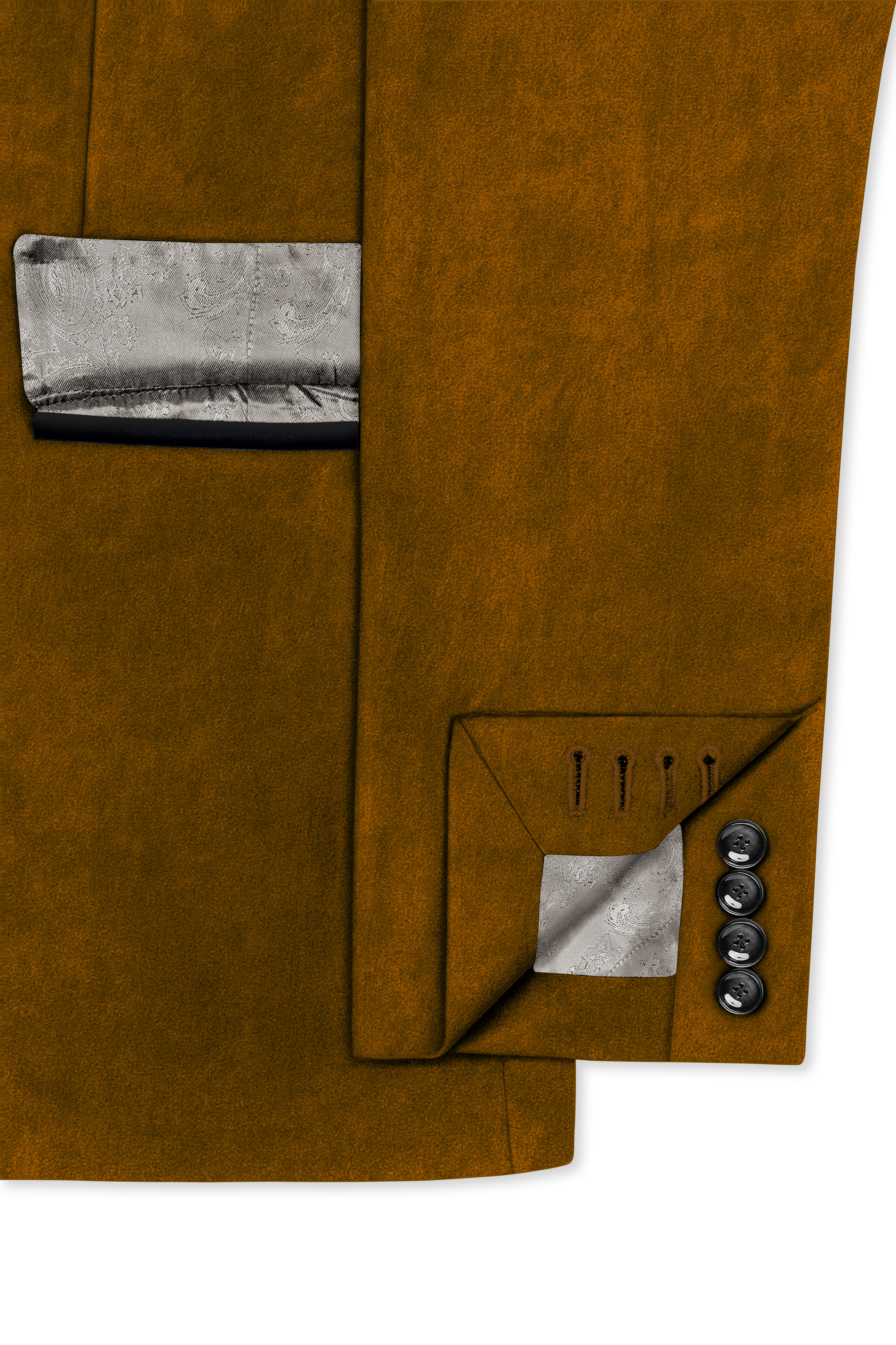 Cavaro-Saddle Brown Velvet Peak Lapel Tuxedo Blazer