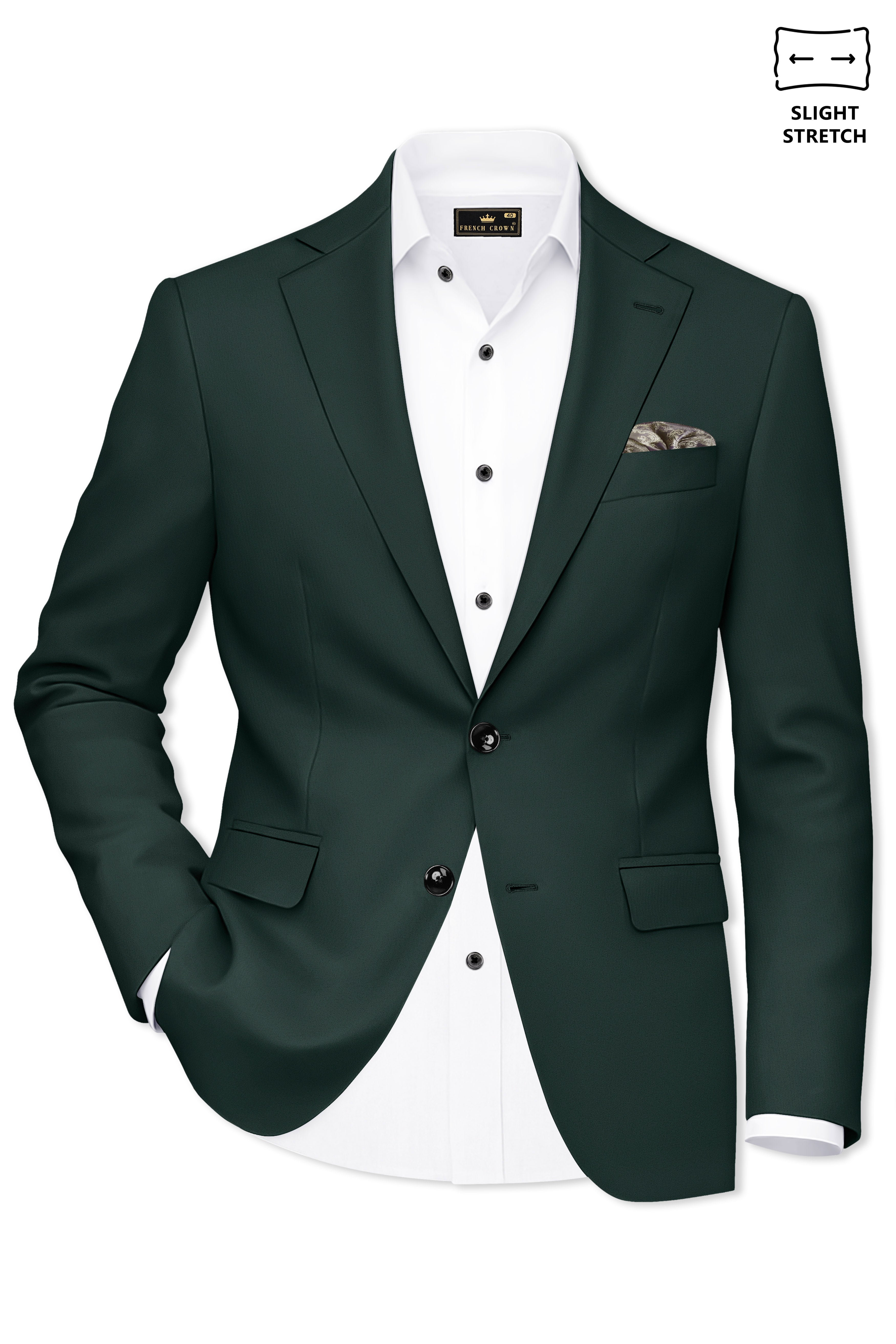 Viridian-Gable Green Slight Stretch Subtle Sheen Poly-Viscose Single Breasted Blazer