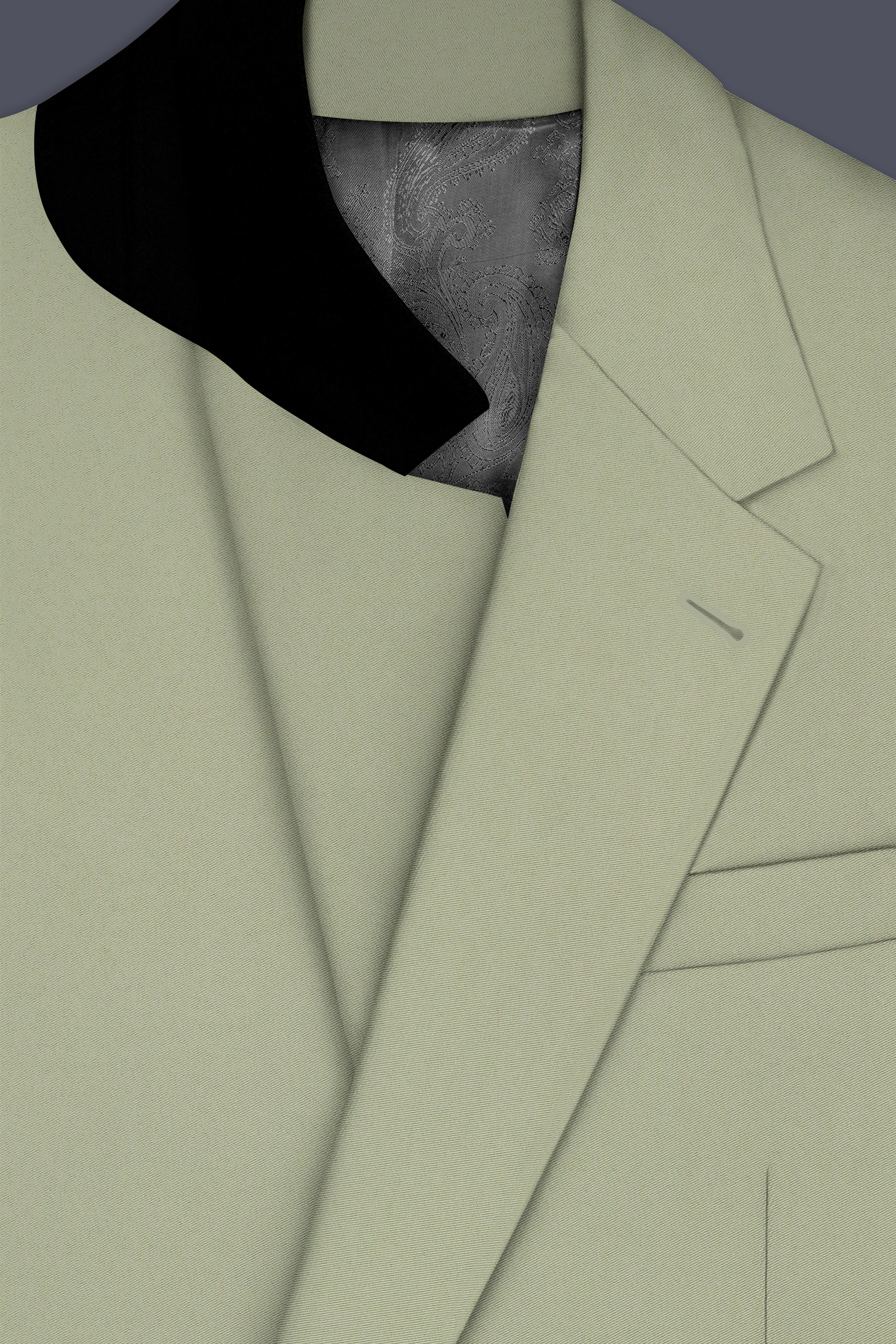 Verdan-Sage Green Slight Stretch Subtle Sheen Poly-Viscose Single Breasted Blazer