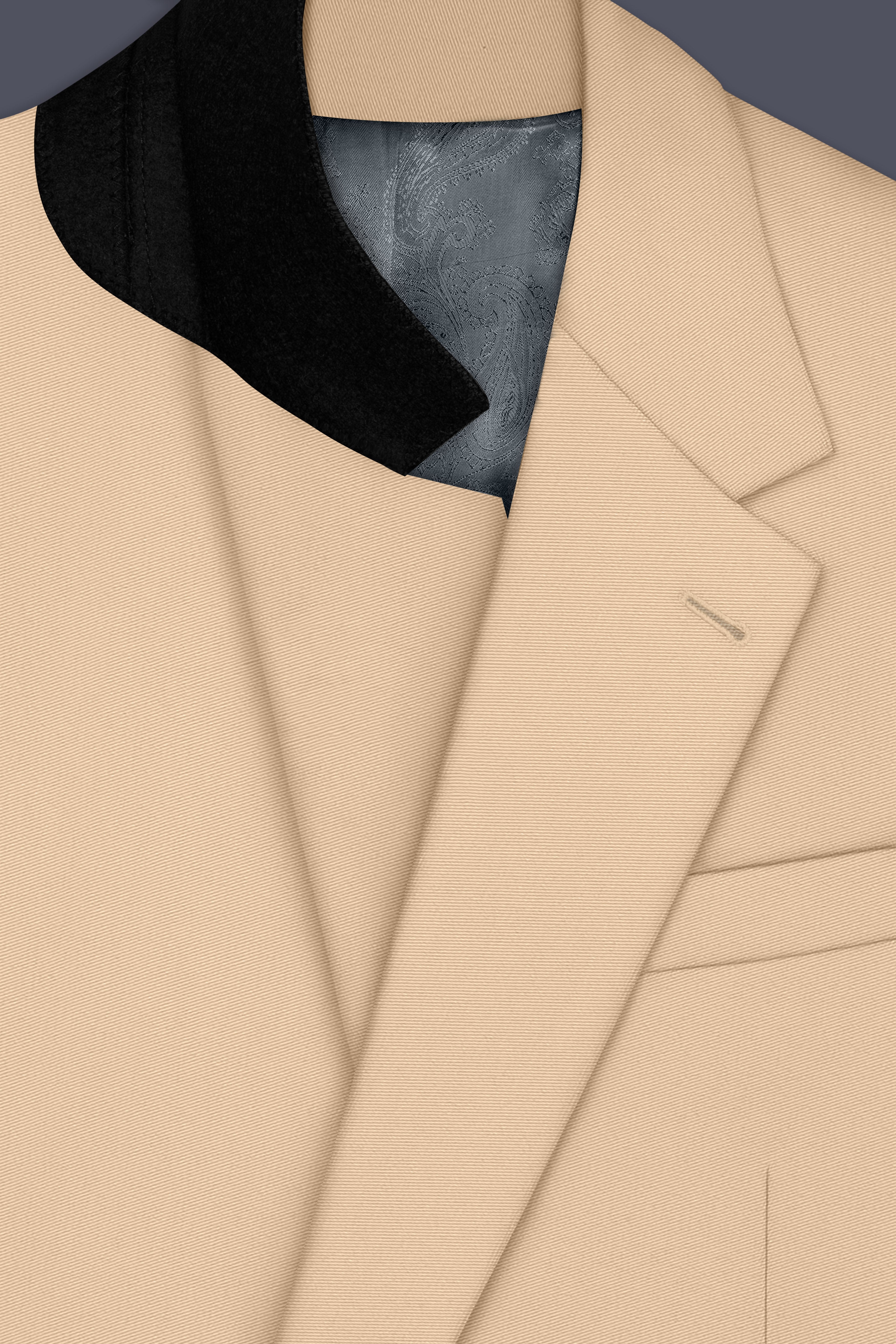 Ecru-Cashmere Cream Slight Stretch Subtle Sheen Poly-Viscose Single Breasted Blazer