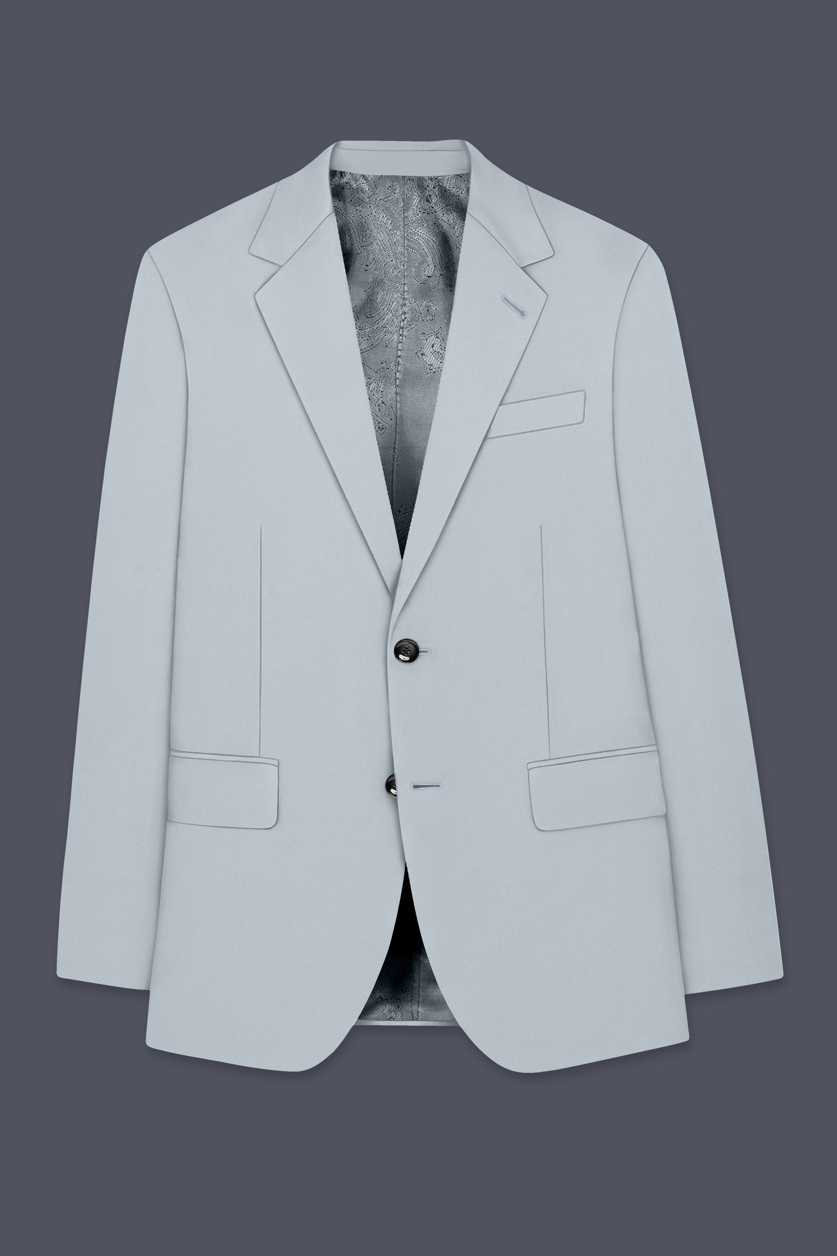 Dorian-Chalice Gray Slight Stretch Subtle Sheen Poly-Viscose Single Breasted Blazer