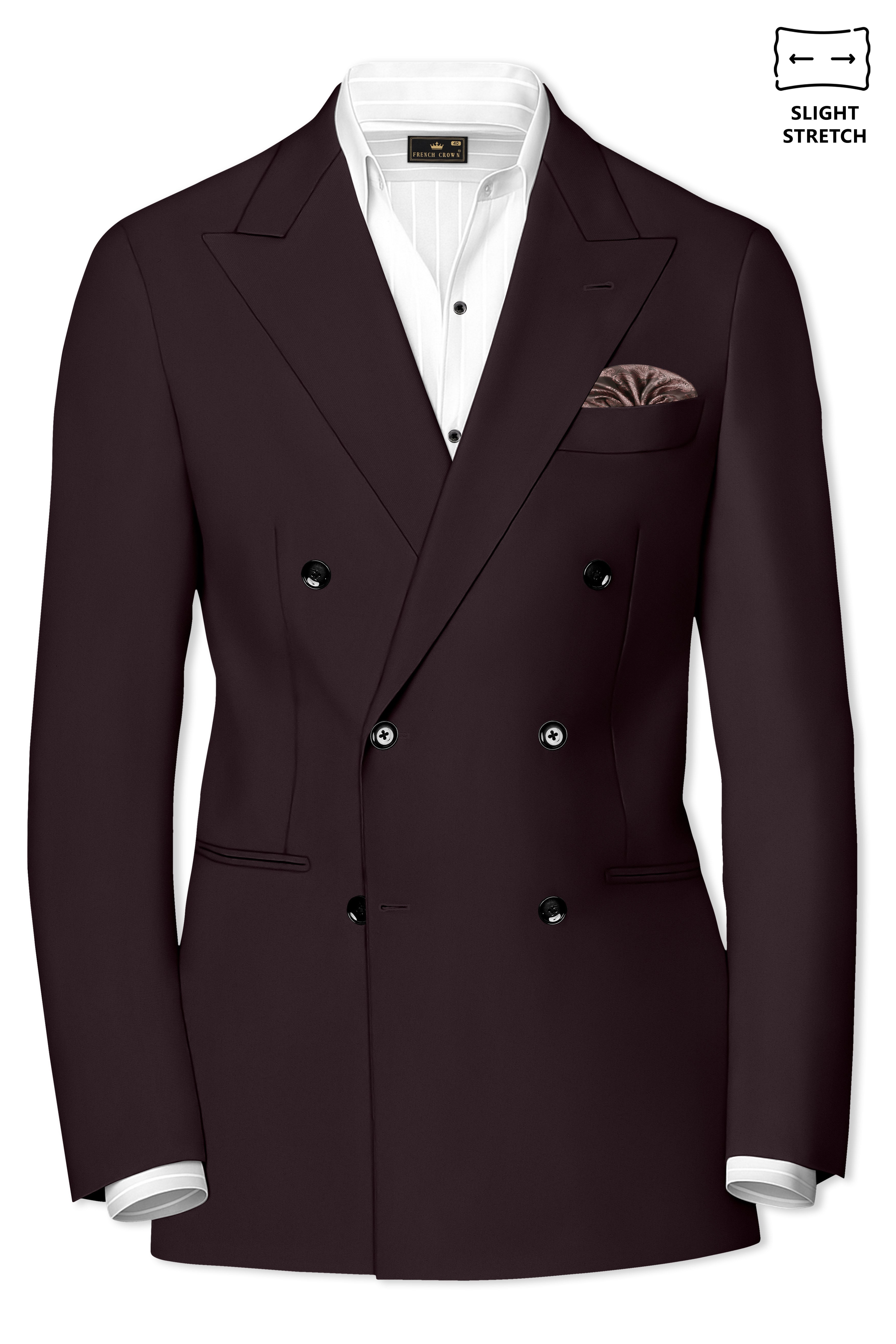 Imperial-Seal Brown Slight Stretch Subtle Sheen Poly-Viscose Double Breasted Blazer
