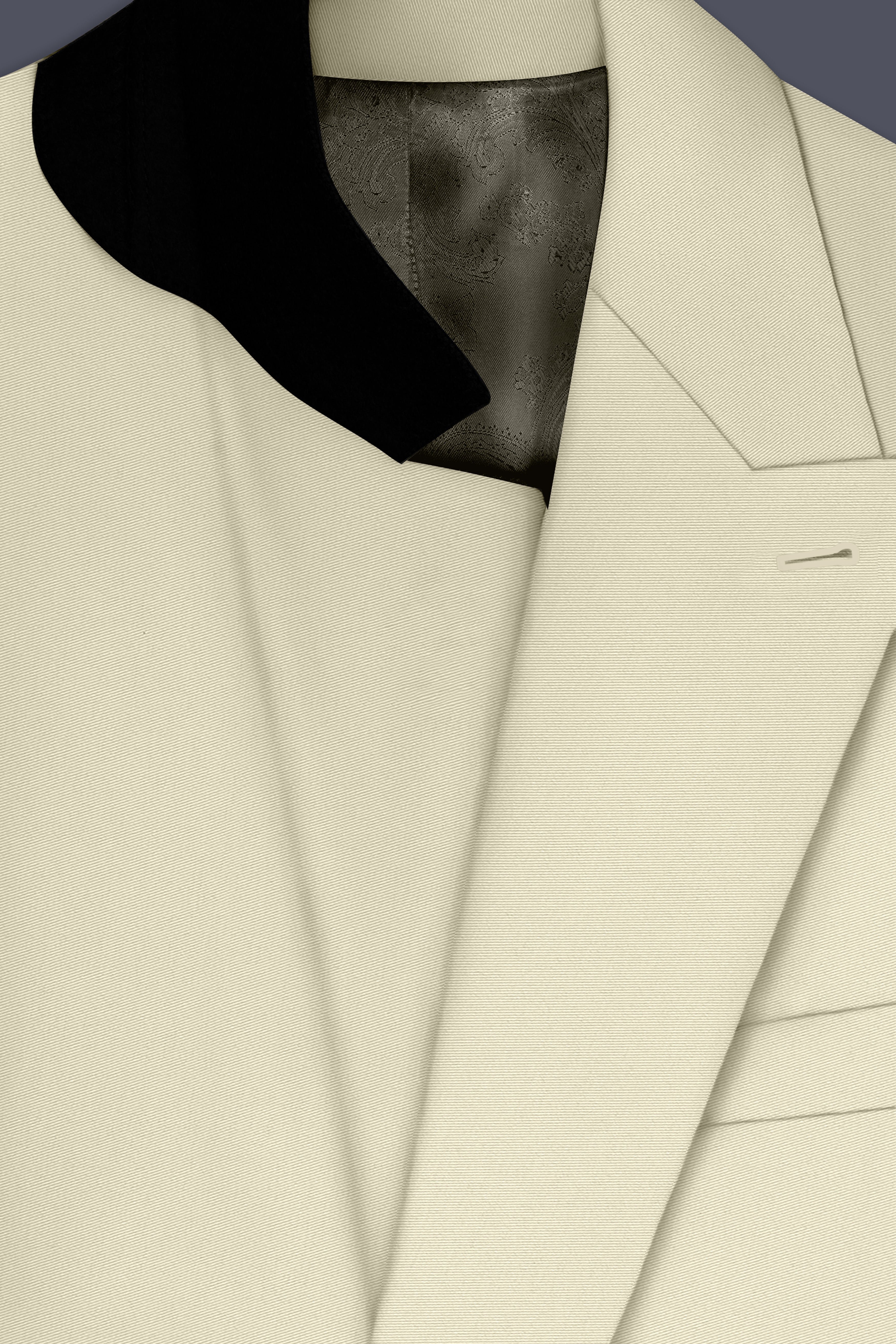 Ivory-Sisal Cream Slight Stretch Subtle Sheen Poly-Viscose Double Breasted Blazer