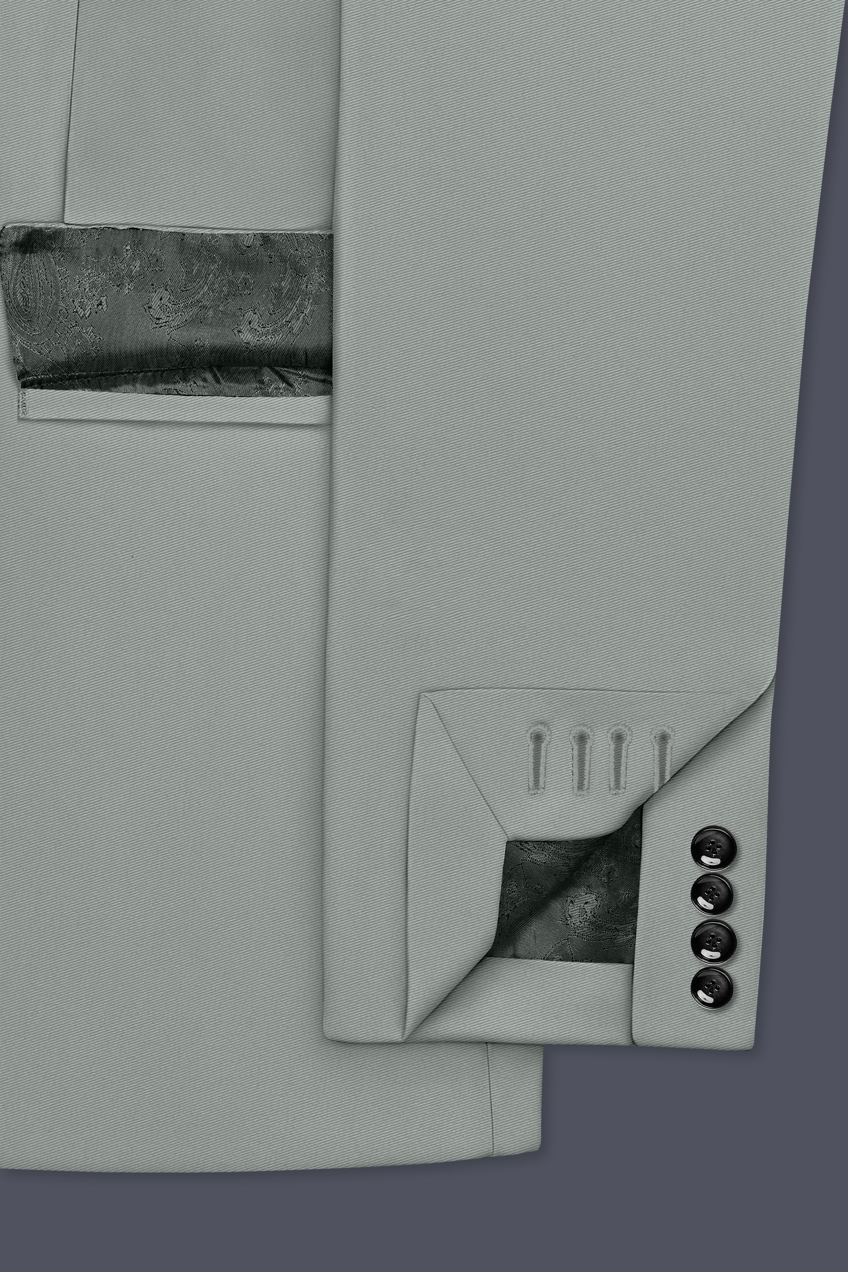 Beryl-Regent Green Slight Stretch Subtle Sheen Poly-Viscose Double Breasted Blazer