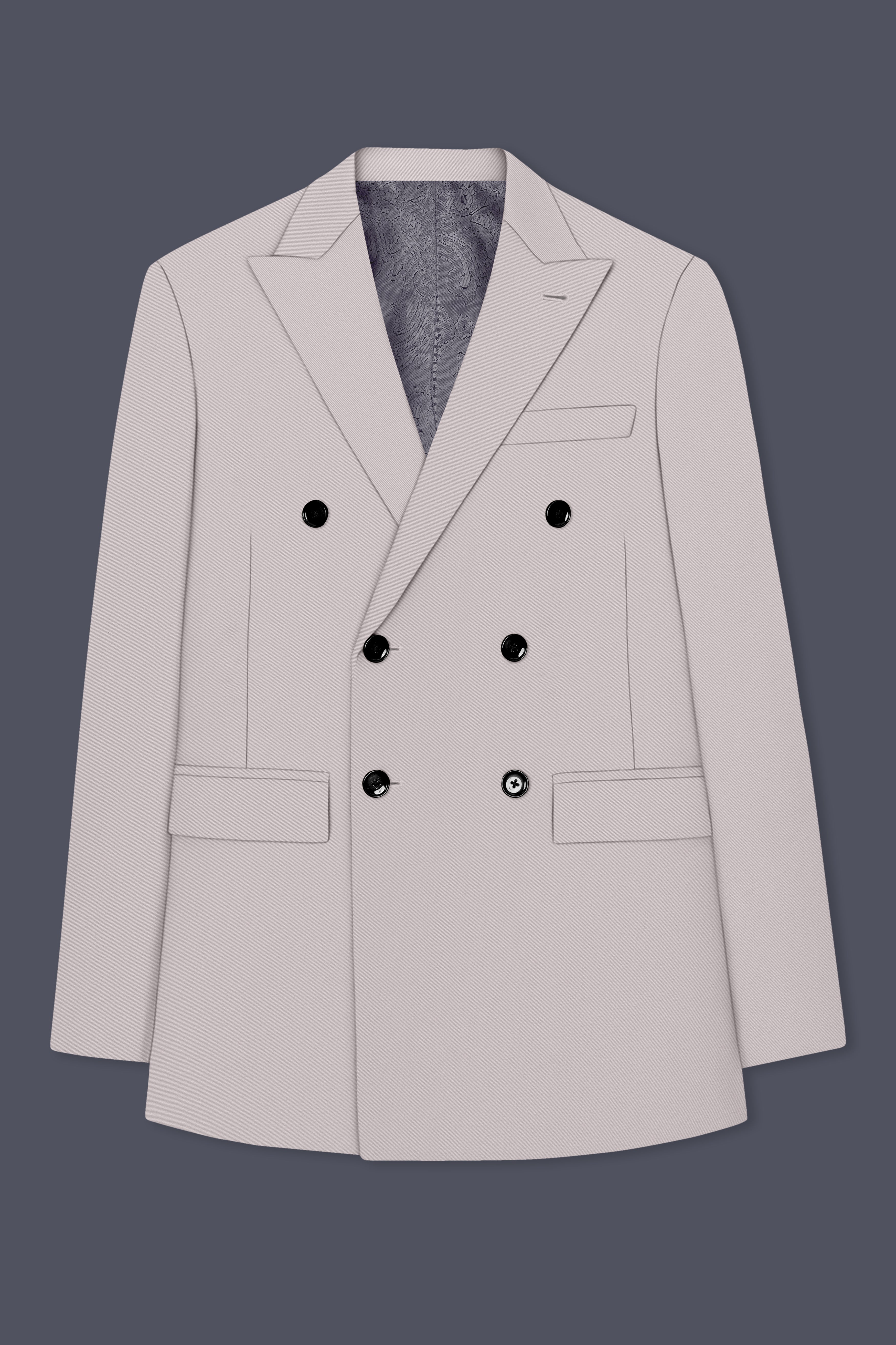 Lustre-Cloud Pink Slight Stretch Subtle Sheen Poly-Viscose Double Breasted Blazer