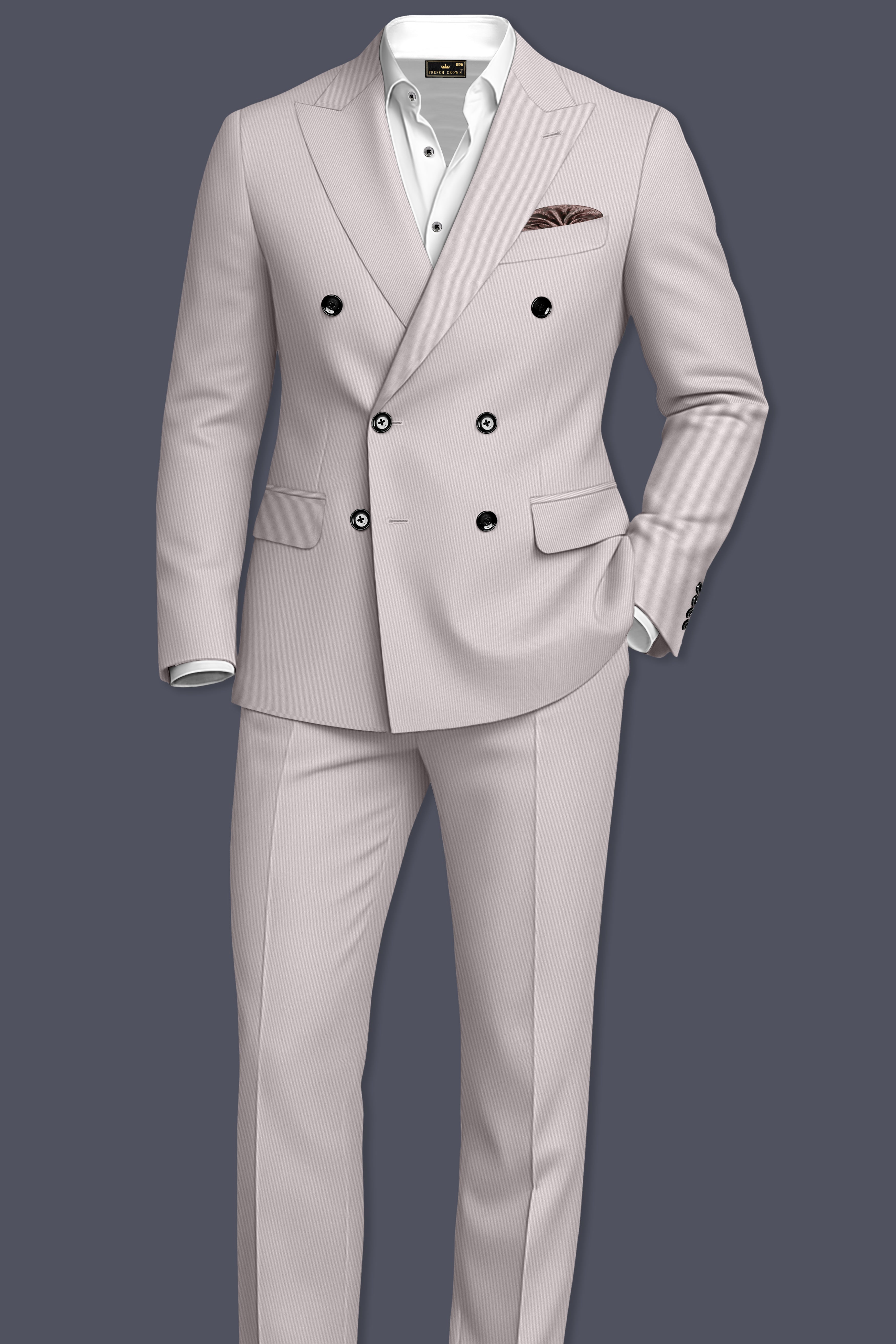 Lustre-Cloud Pink Slight Stretch Subtle Sheen Poly-Viscose Double Breasted Blazer