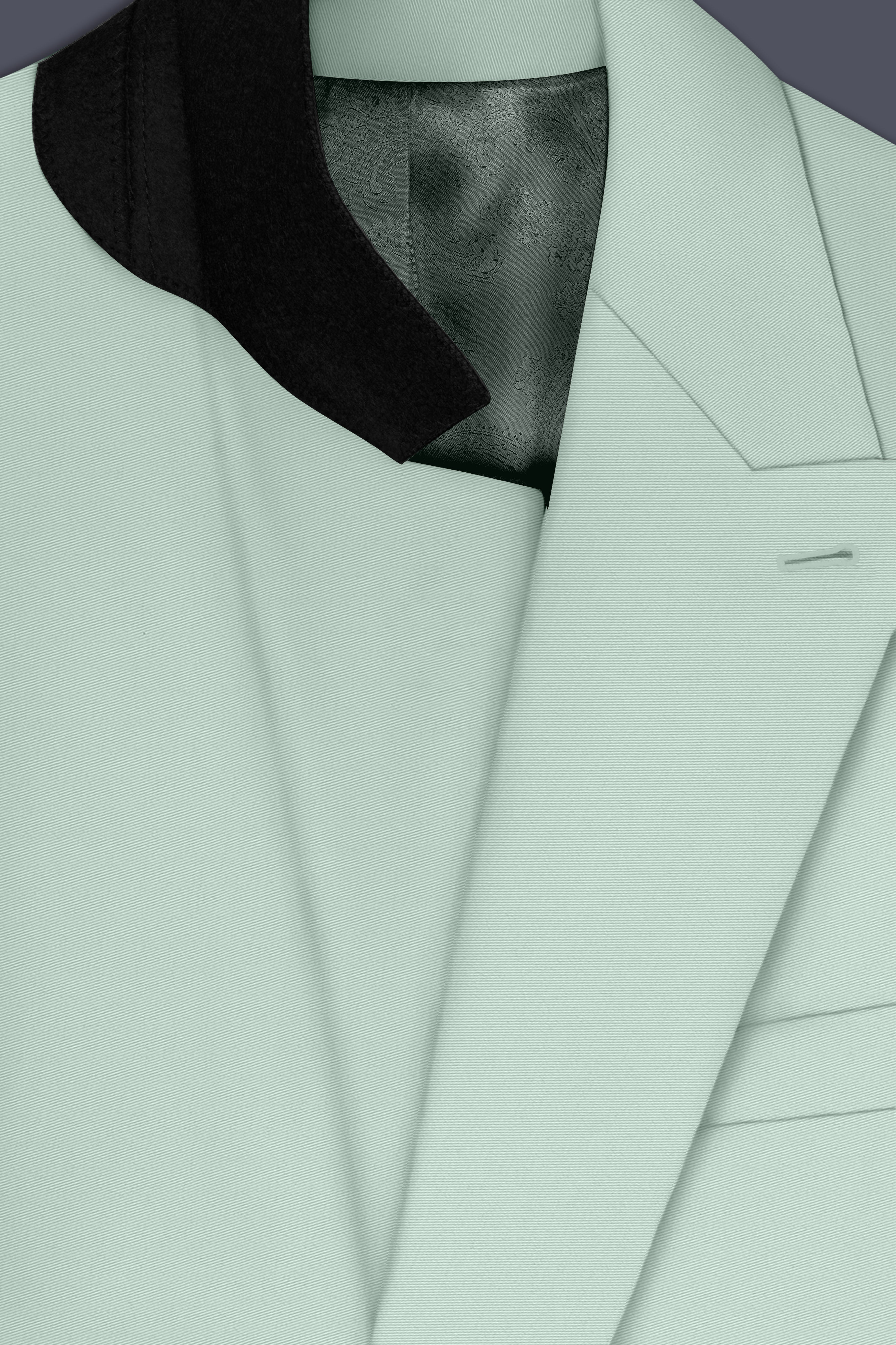 Umbra-Shadow Green Slight Stretch Subtle Sheen Poly-Viscose Double Breasted Blazer