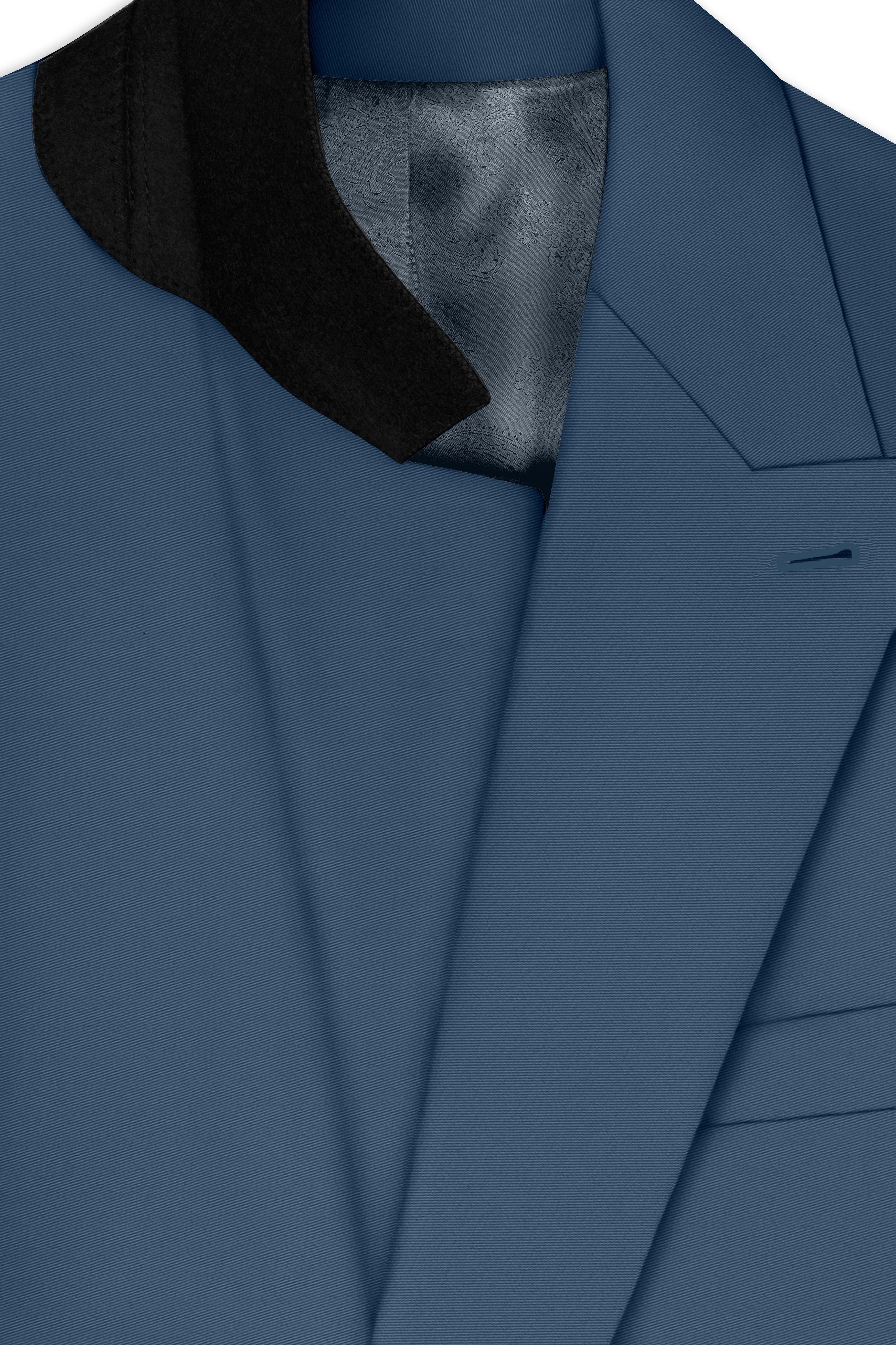 Azure-Nile Blue Slight Stretch Subtle Sheen Poly-Viscose Double Breasted Blazer