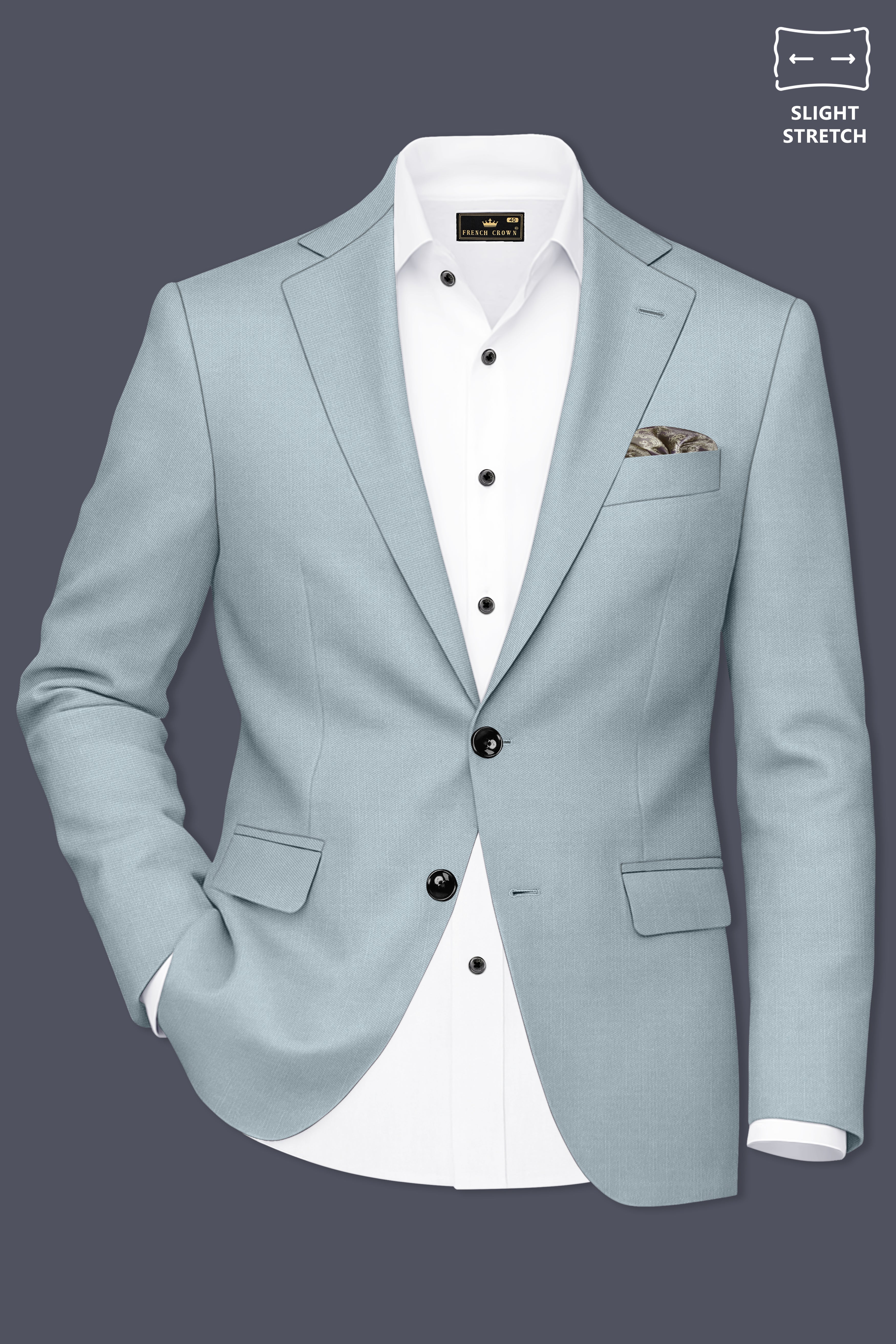 Valtor-Pewter Gray Wool Rich Slight Stretch Single Breasted Blazer