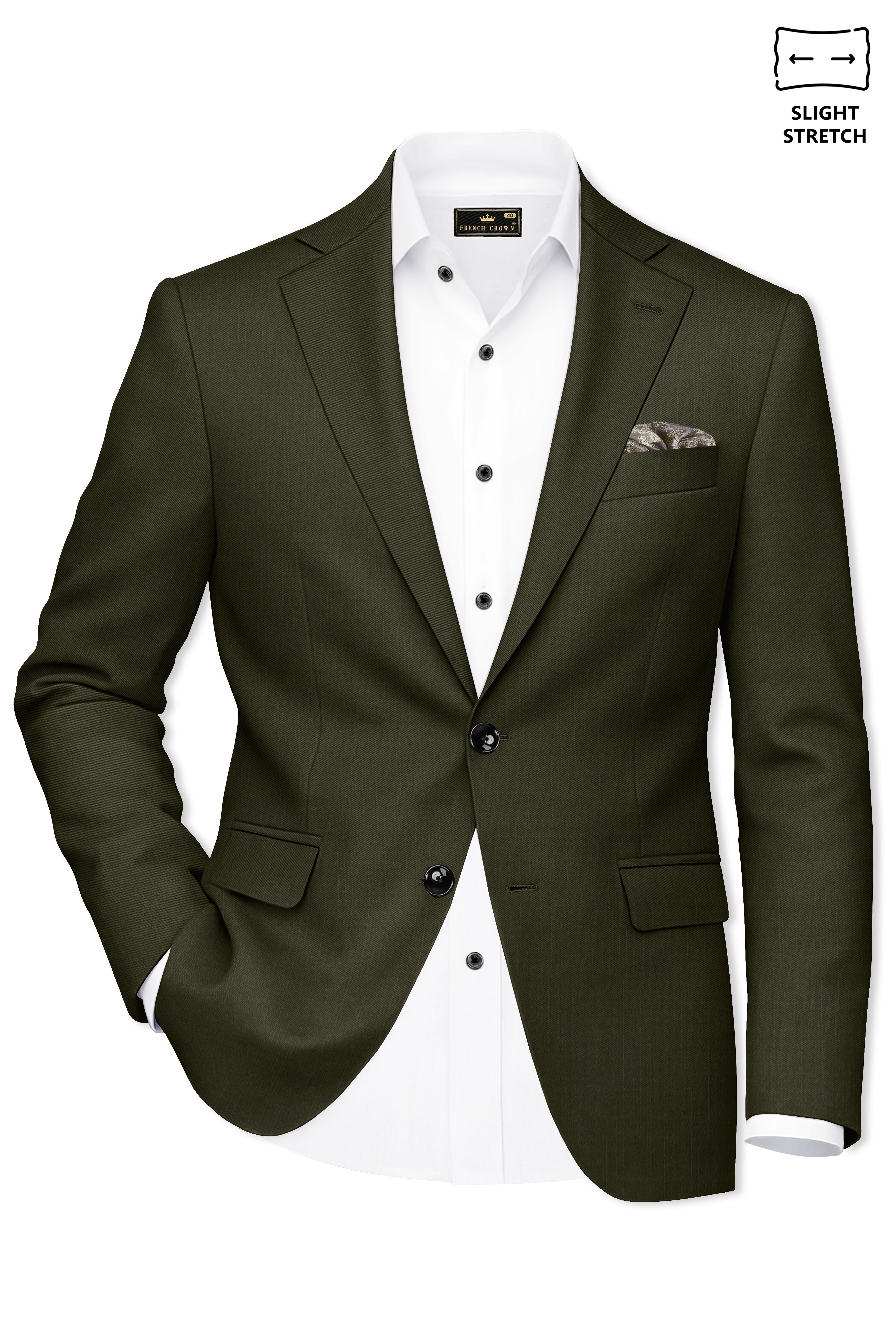 Mossley-Rangoon Green Wool Rich Slight Stretch Single Breasted Blazer