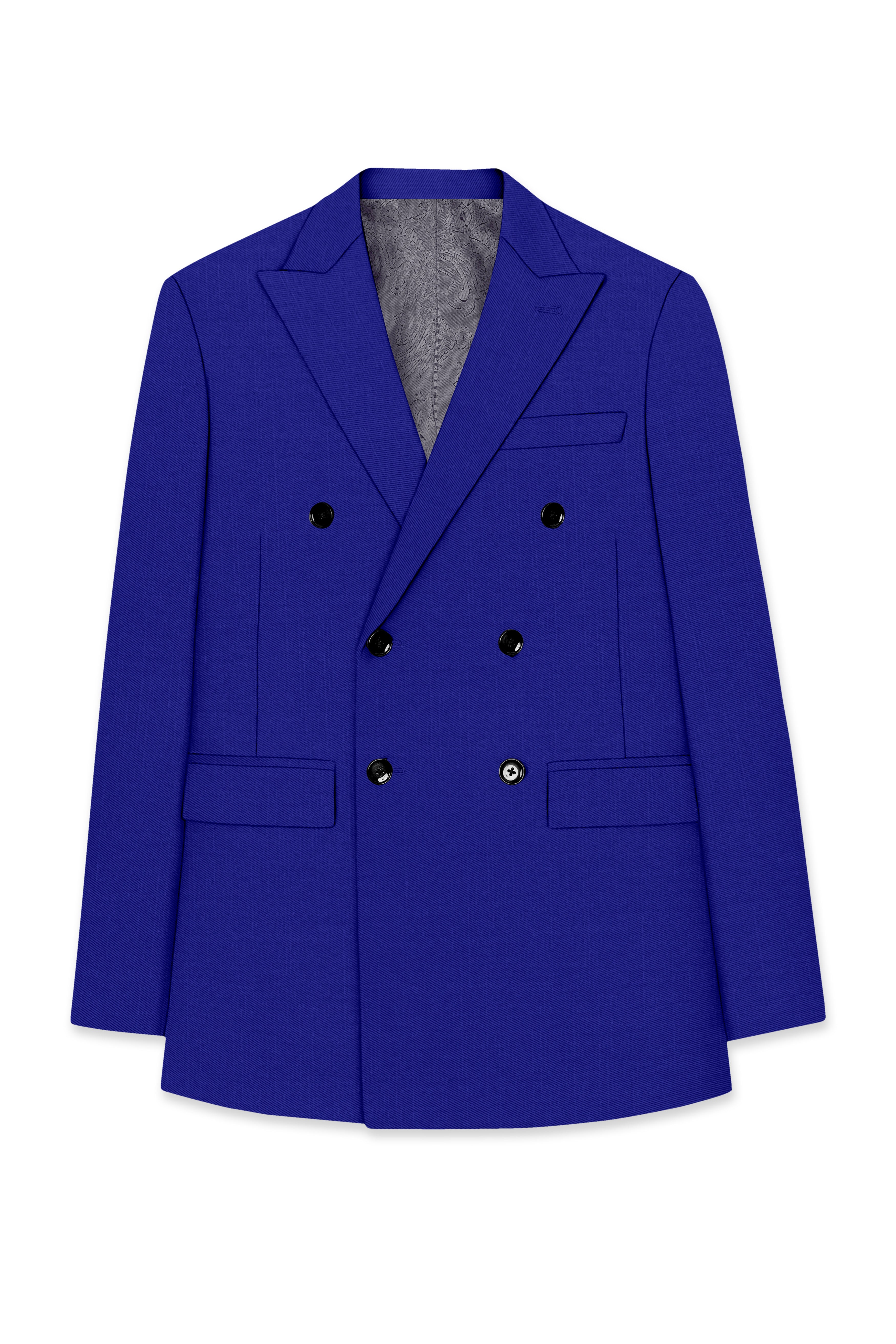 Stratos-Cobalt Blue Wool Rich Slight Stretch Double Breasted Blazer