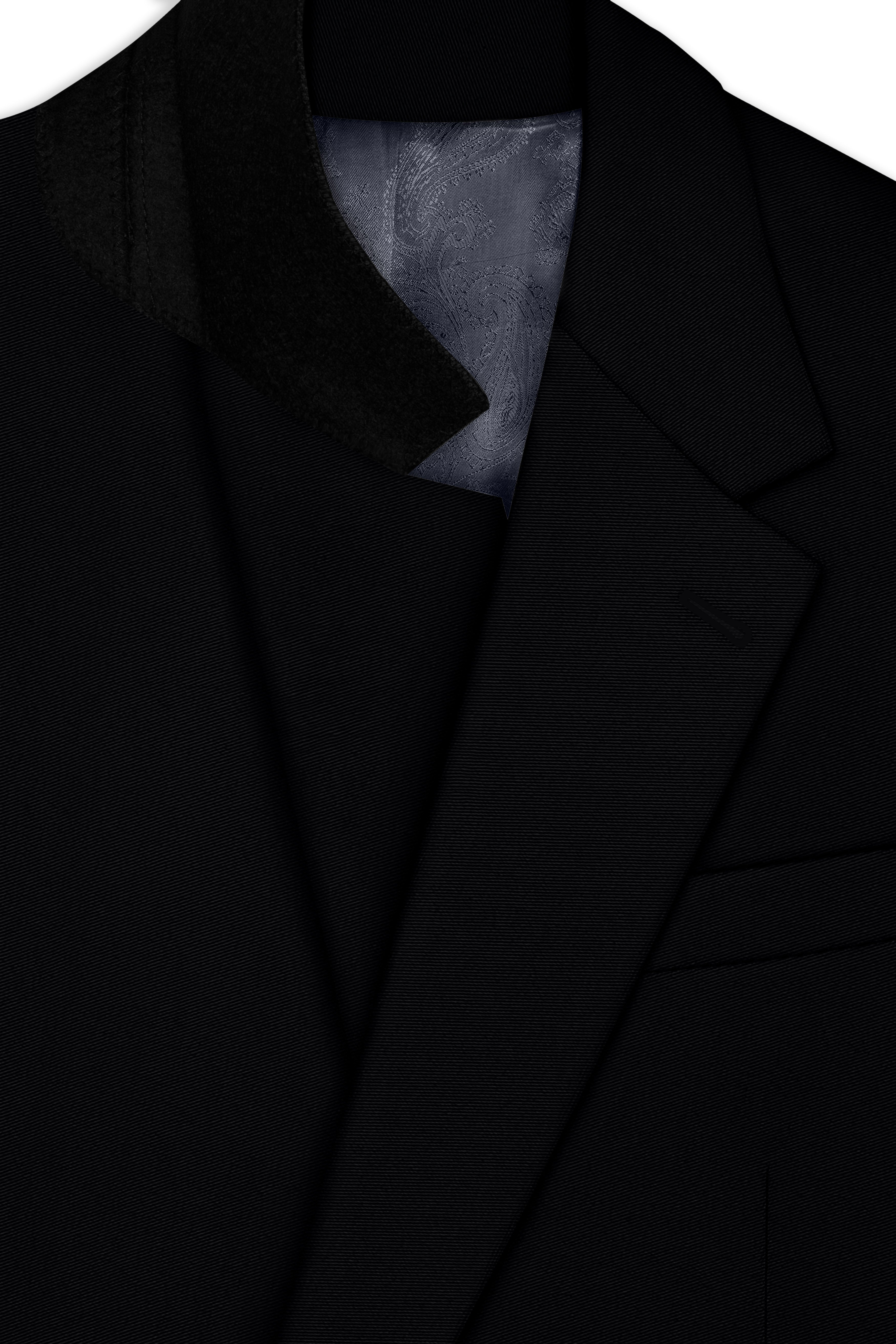 Obsidar-Jade Black Slight Stretch Subtle Sheen Poly-Viscose Single Breasted Blazer
