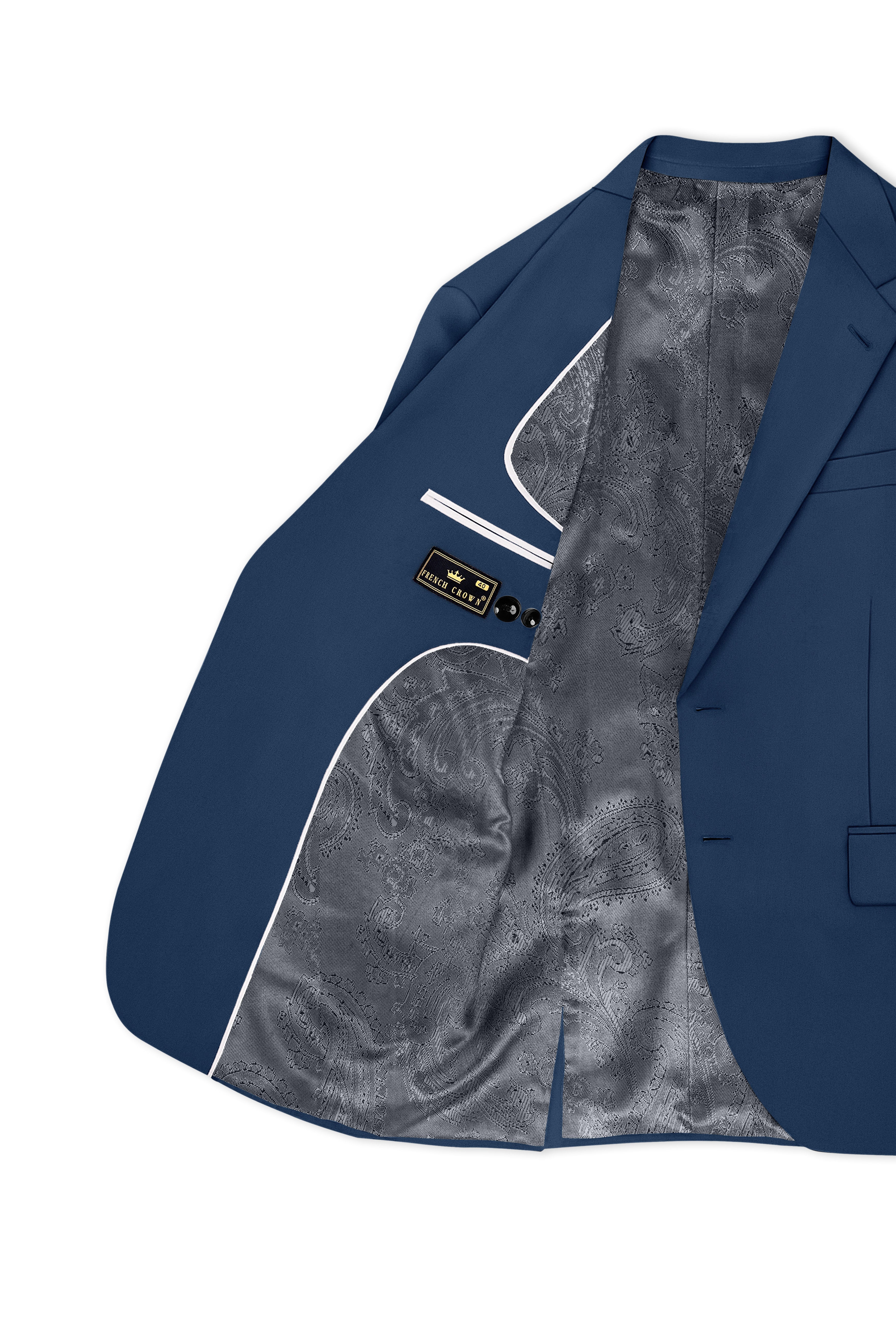 Azuron-Rhino Blue Slight Stretch Subtle Sheen Poly-Viscose Single Breasted Blazer