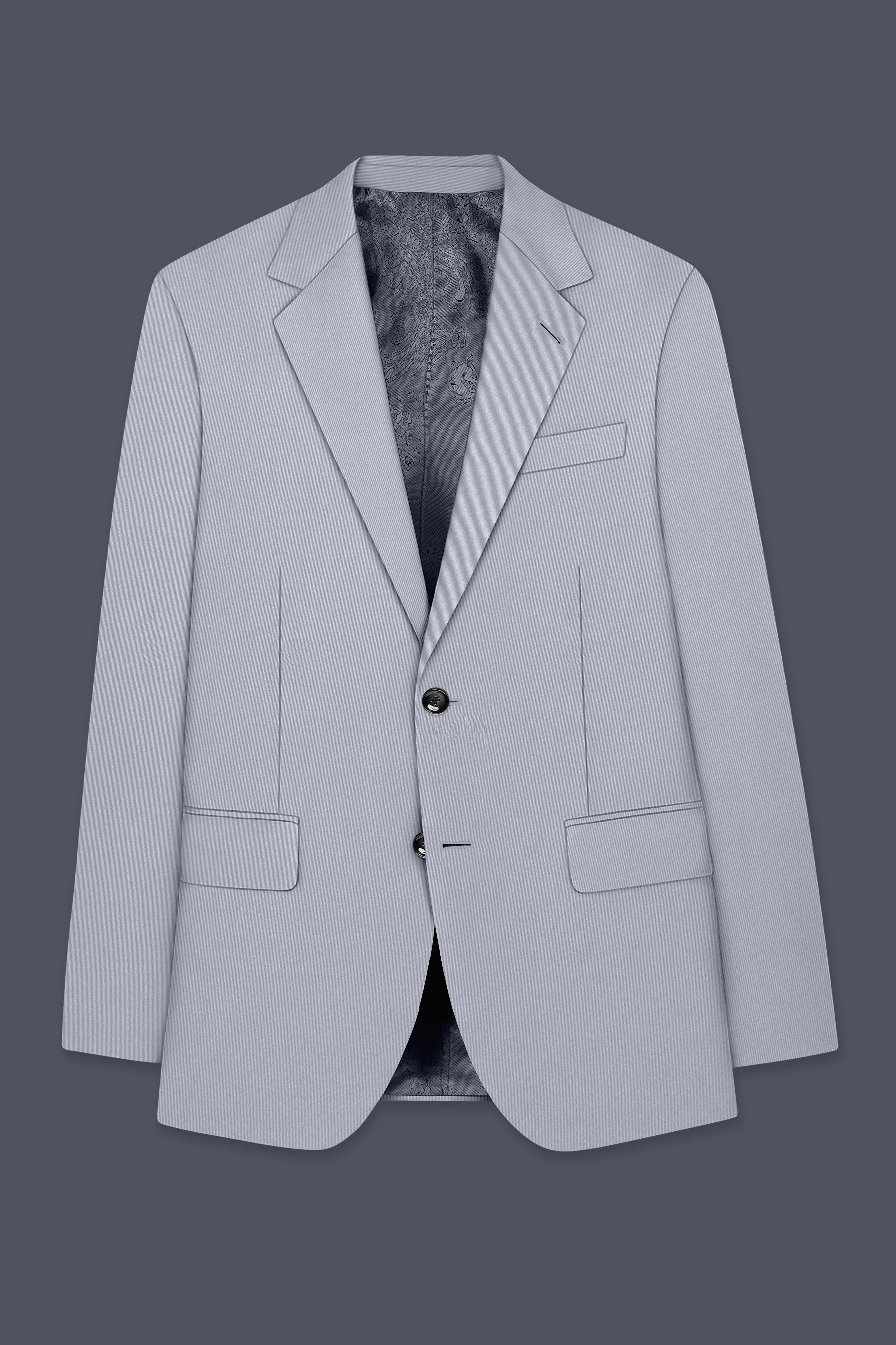Ashvaro-Manatee Gray Slight Stretch Subtle Sheen Poly-Viscose Single Breasted Blazer
