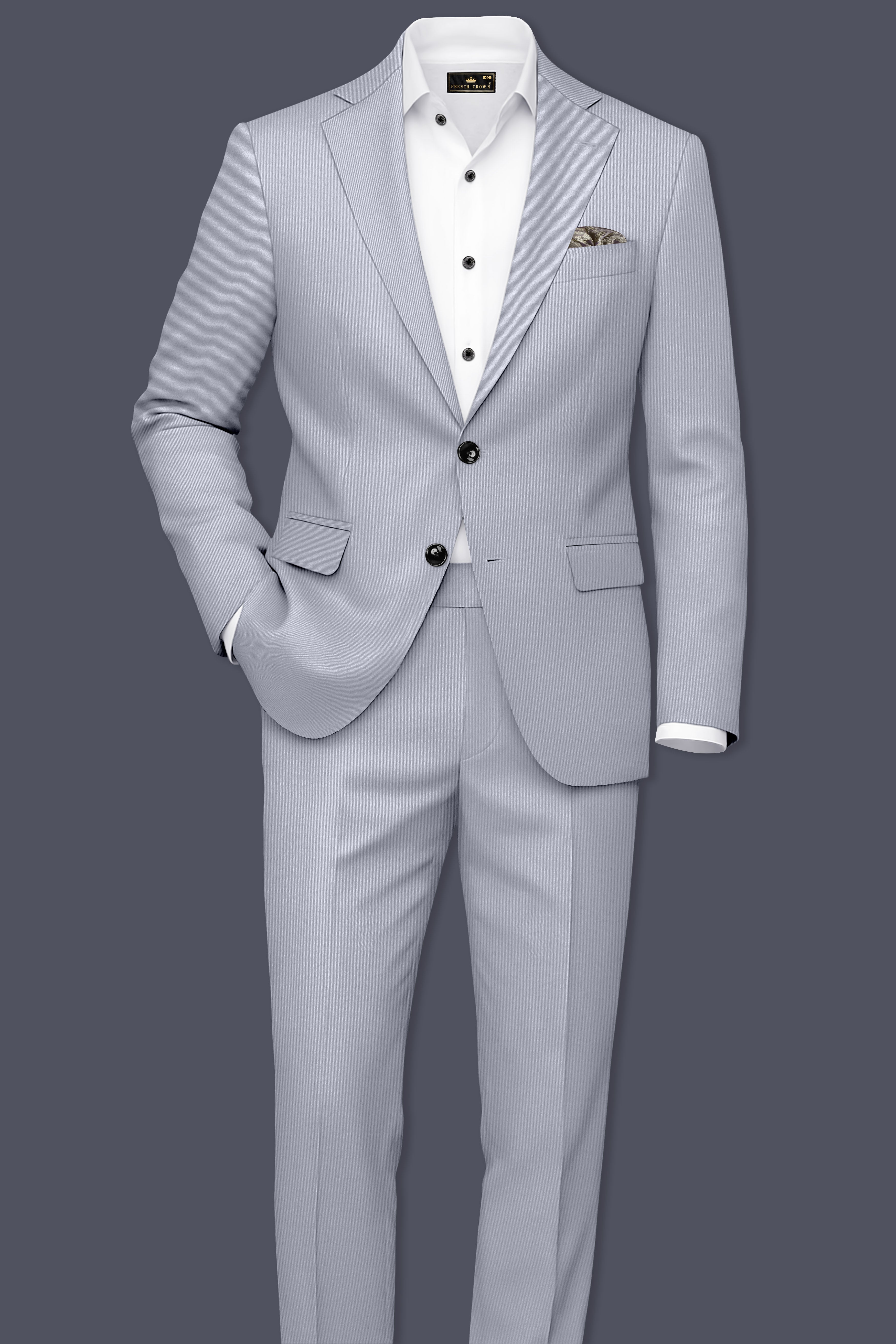 Ashvaro-Manatee Gray Slight Stretch Subtle Sheen Poly-Viscose Single Breasted Blazer