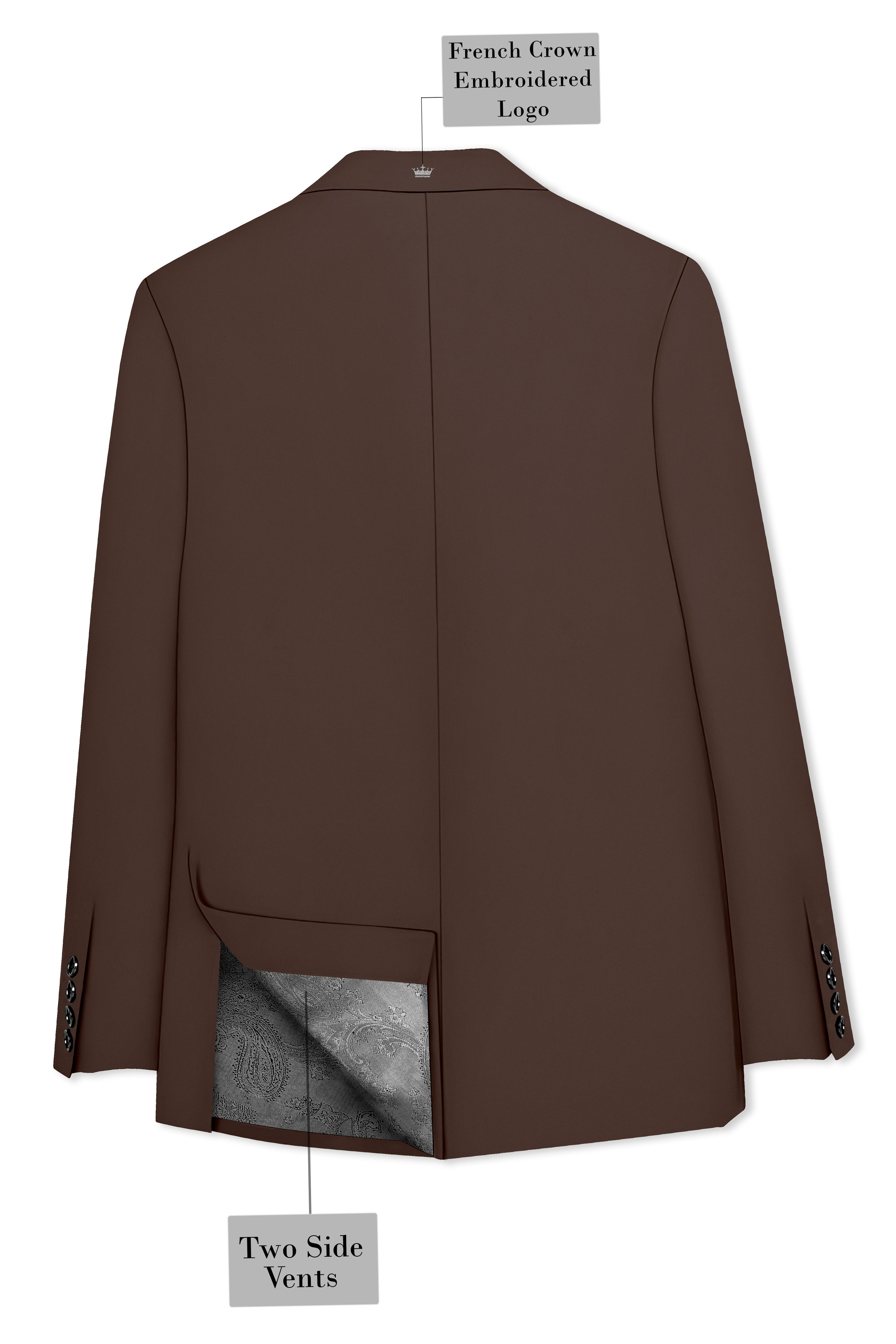 Dunaro-Taupe Brown Slight Stretch Subtle Sheen Poly-Viscose Single Breasted Blazer