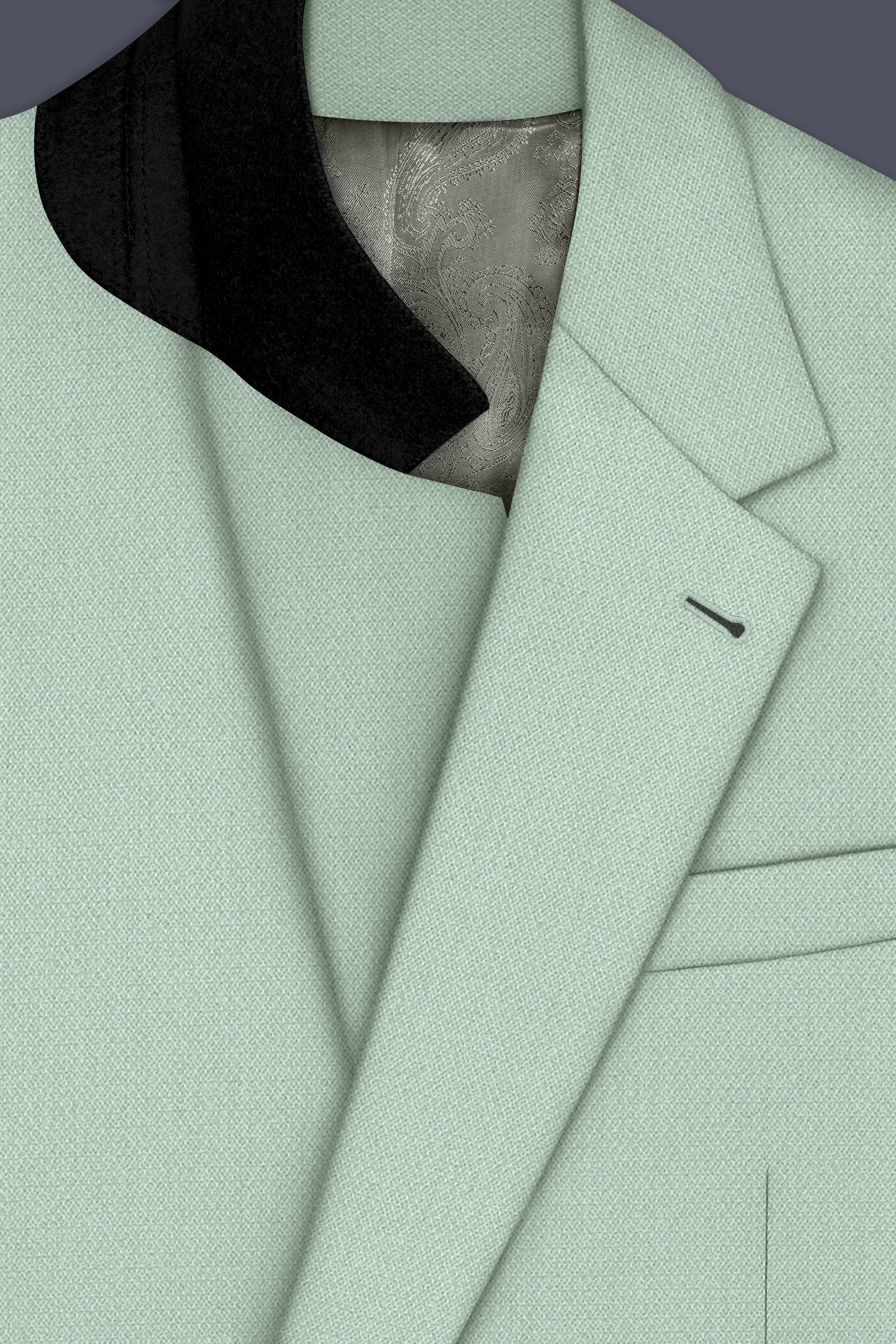 Sylvan-Cascade Green Diamond Textured Wool Rich Slight Stretch Single Breasted Blazer