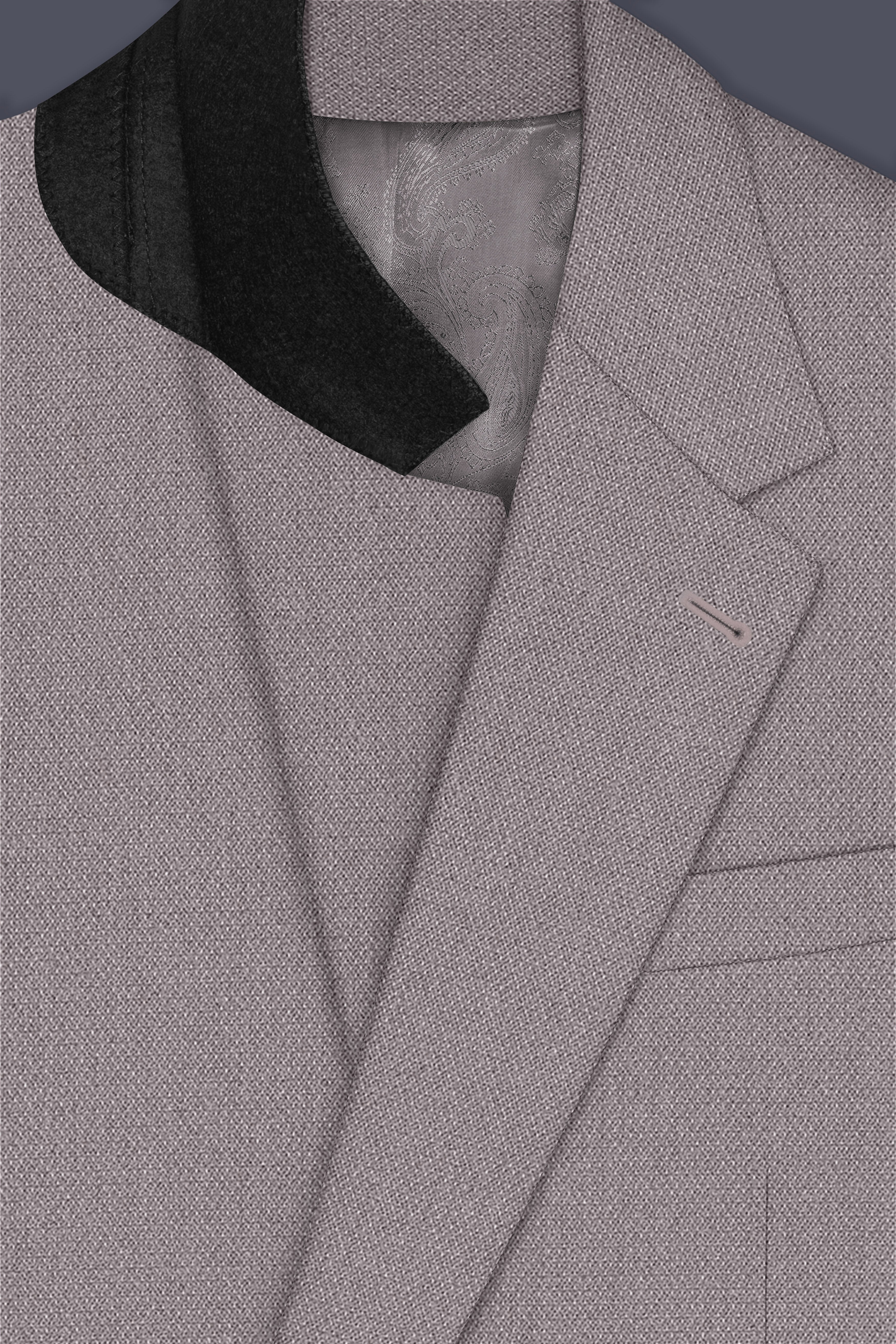 Helix-Fossil Gray Diamond Textured Wool Rich Slight Stretch Single Breasted Blazer
