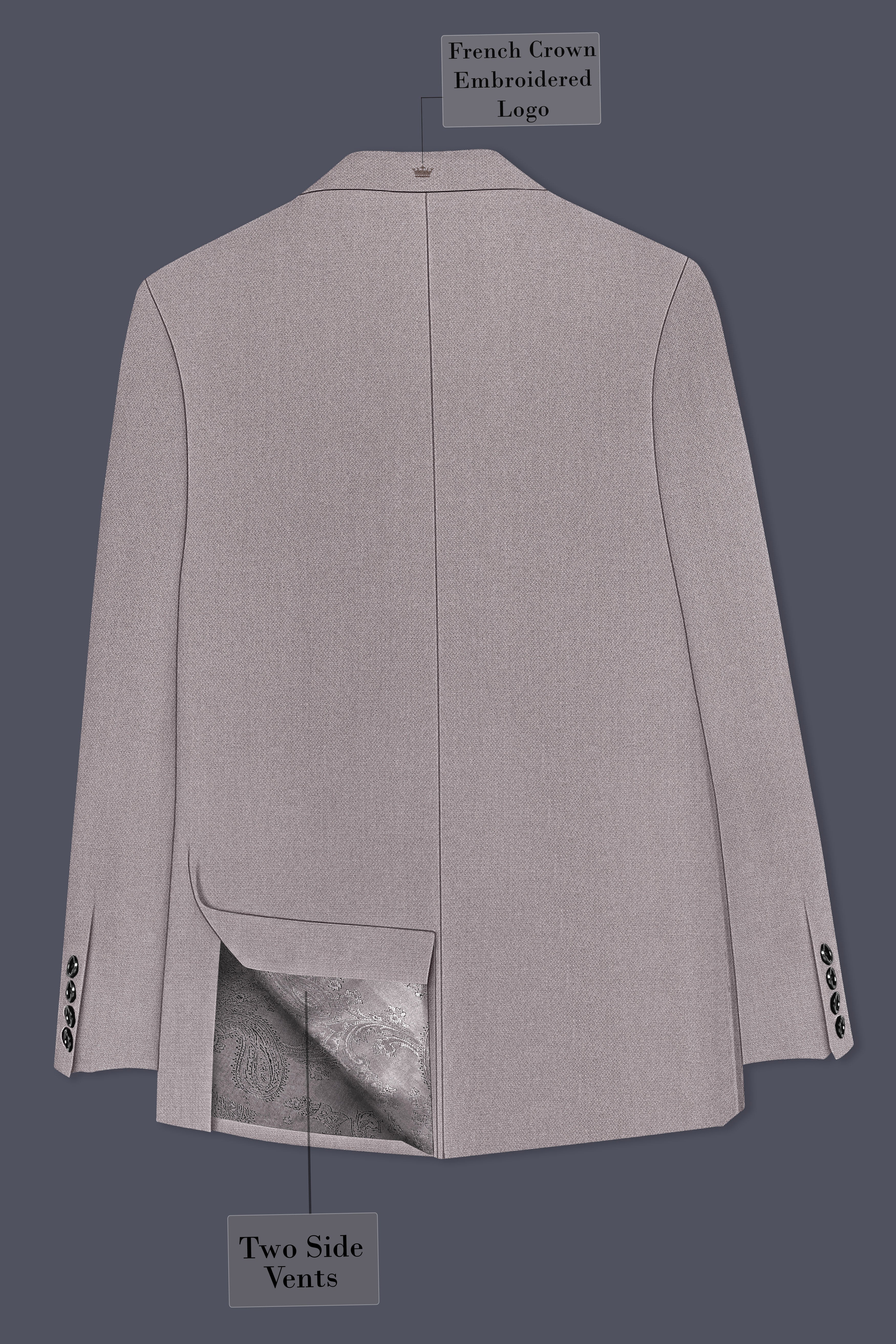 Helix-Fossil Gray Diamond Textured Wool Rich Slight Stretch Single Breasted Blazer
