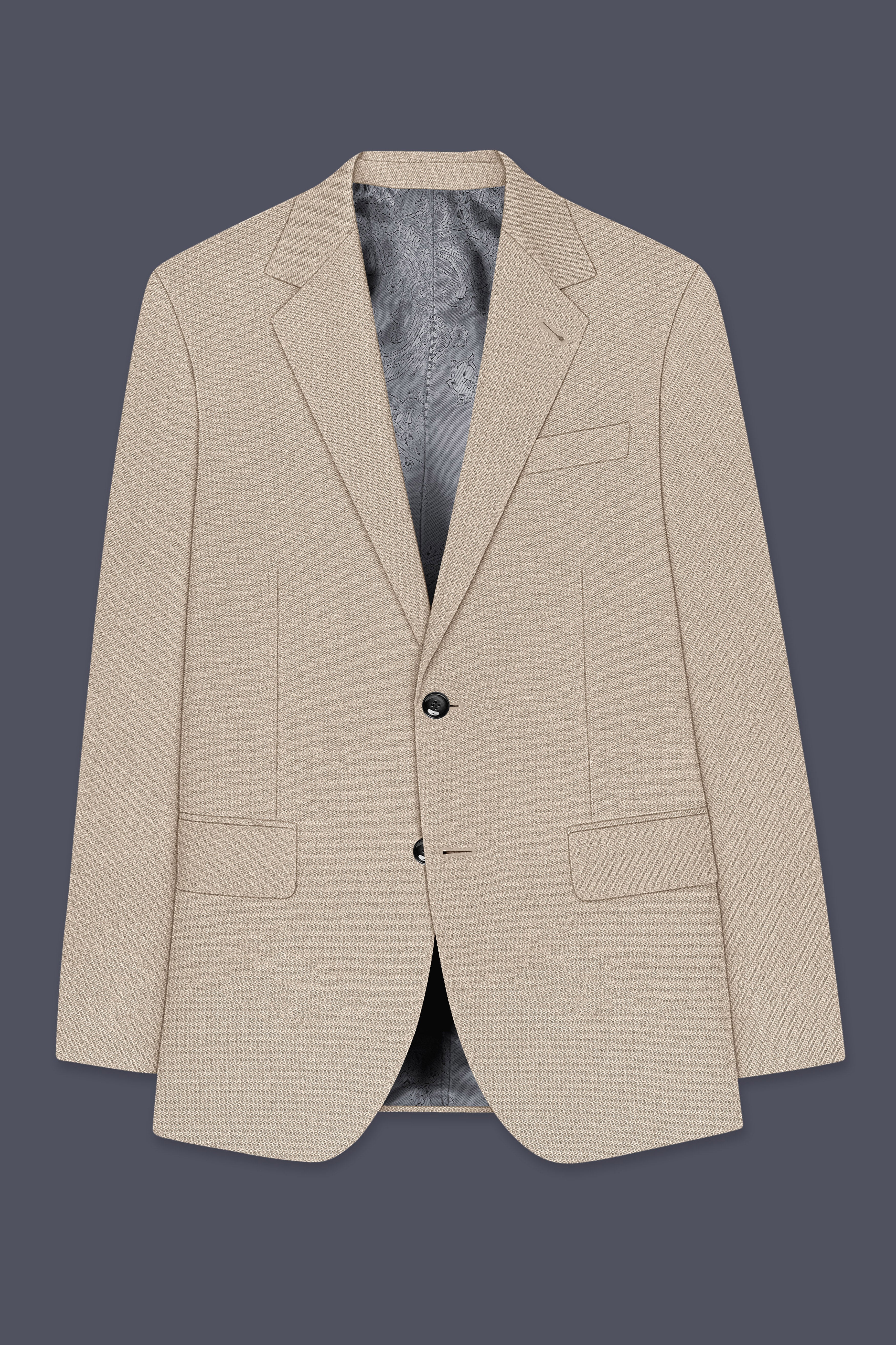 Sienna-Malta Cream Diamond Textured Wool Rich Slight Stretch Single Breasted Blazer