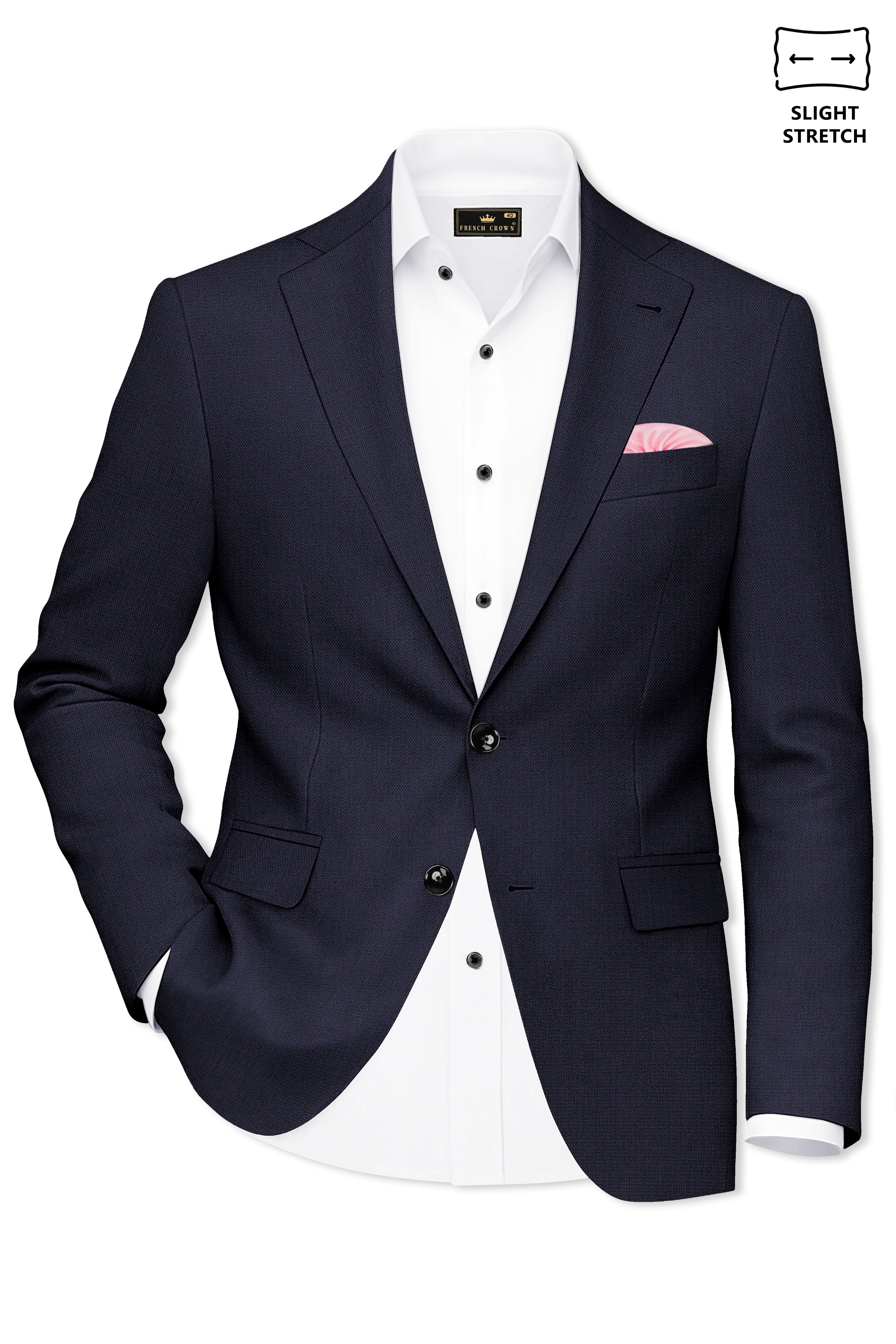 Vesper-Bastille Purple Diamond Textured Wool Rich Slight Stretch Single Breasted Blazer