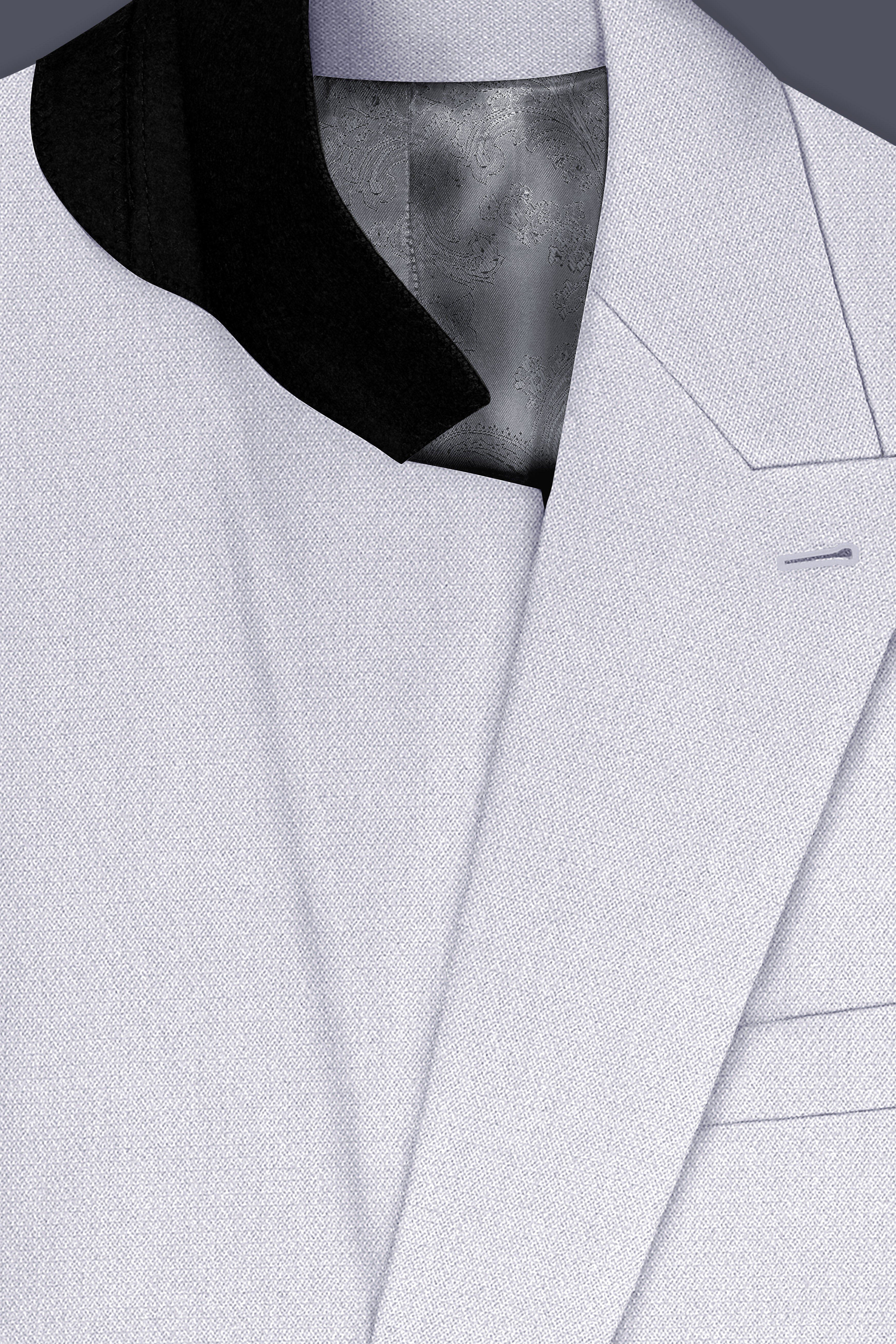 Prism-Chalice Gray Diamond Textured Wool Rich Slight Stretch Double Breasted Blazer