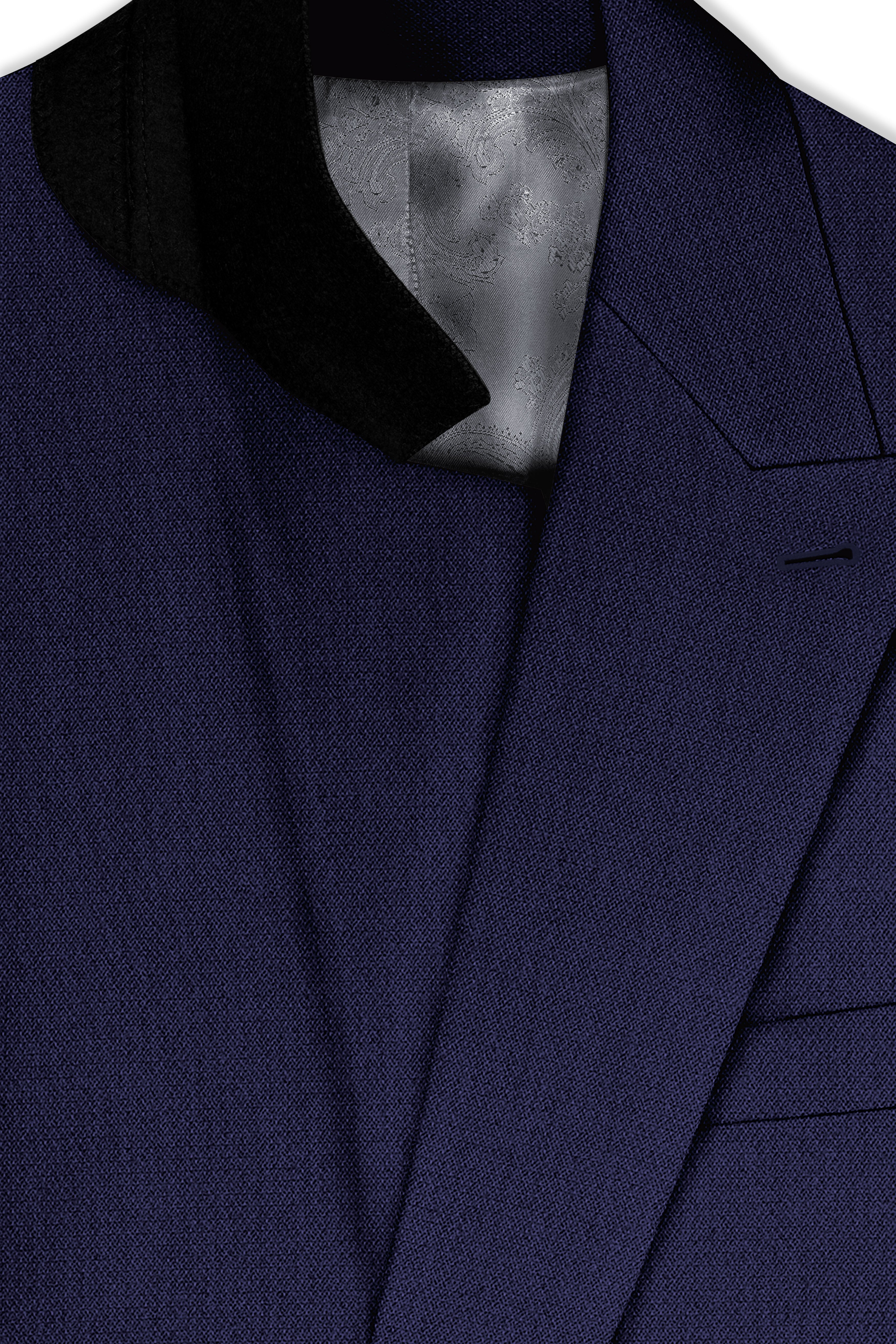 Orion-Vulcan Blue Diamond Textured Wool Rich Slight Stretch Double Breasted Blazer