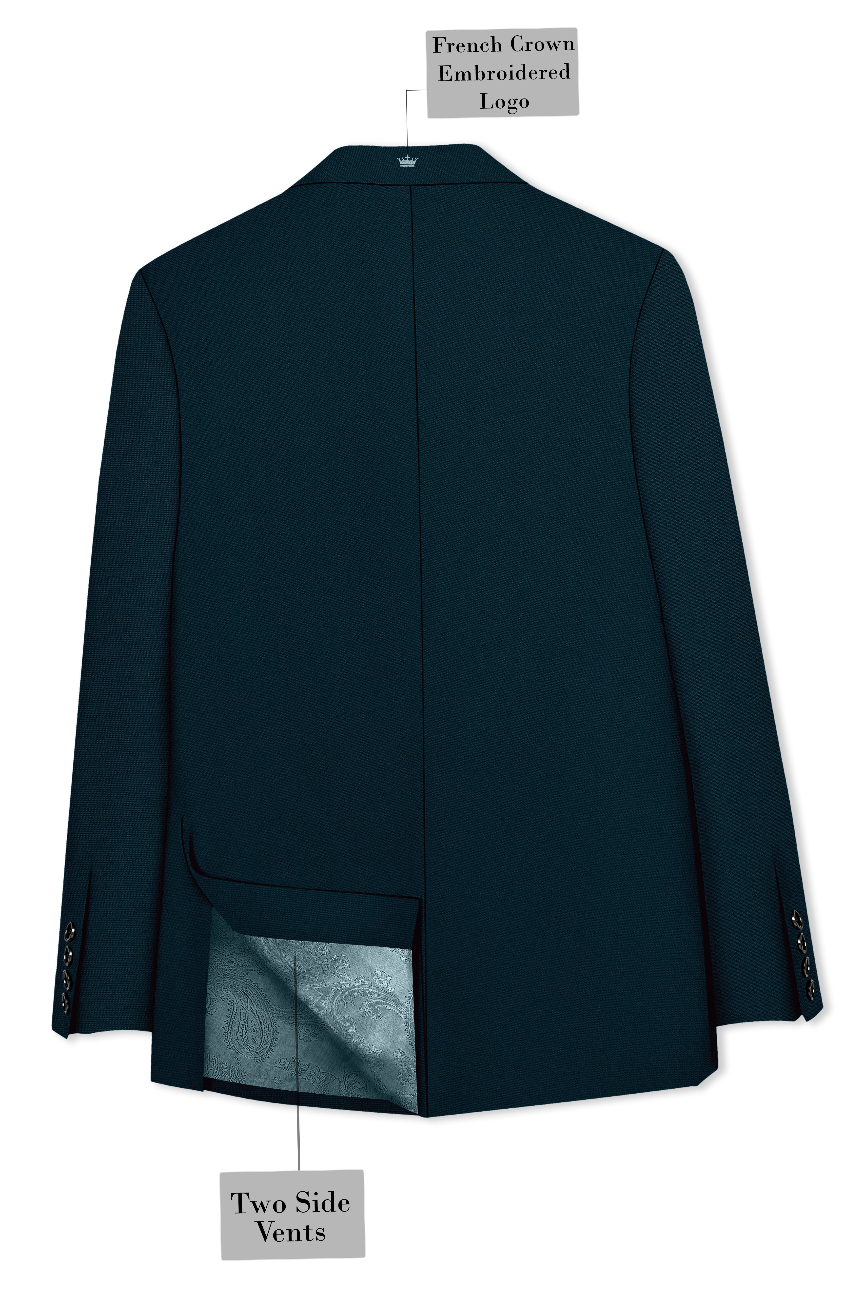 Zephyr-Korean Teal Green 4-Way Stretch Wrinkle-Free Wool Rich Single Breasted Blazer