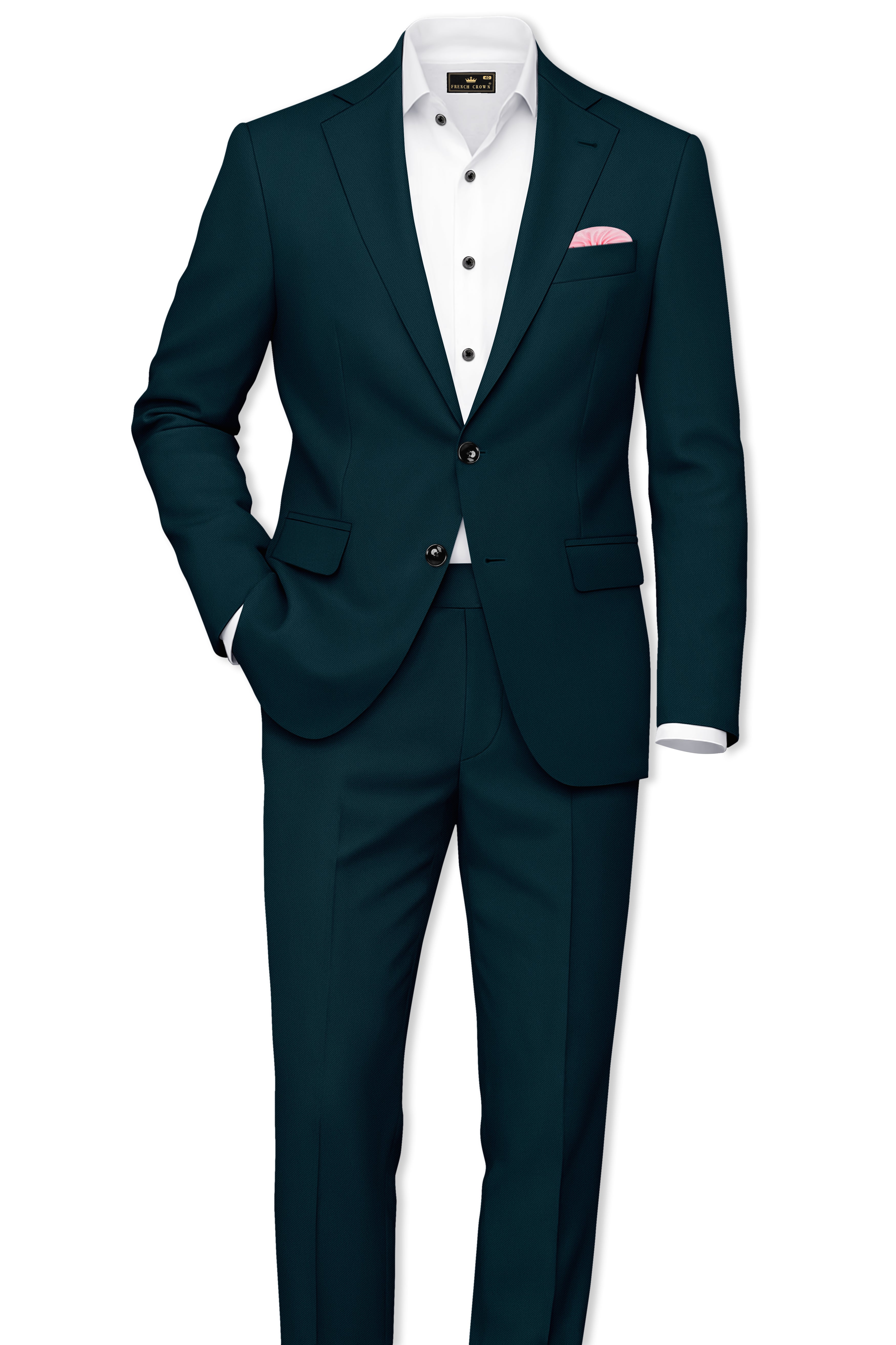 Zephyr-Korean Teal Green 4-Way Stretch Wrinkle-Free Wool Rich Single Breasted Blazer