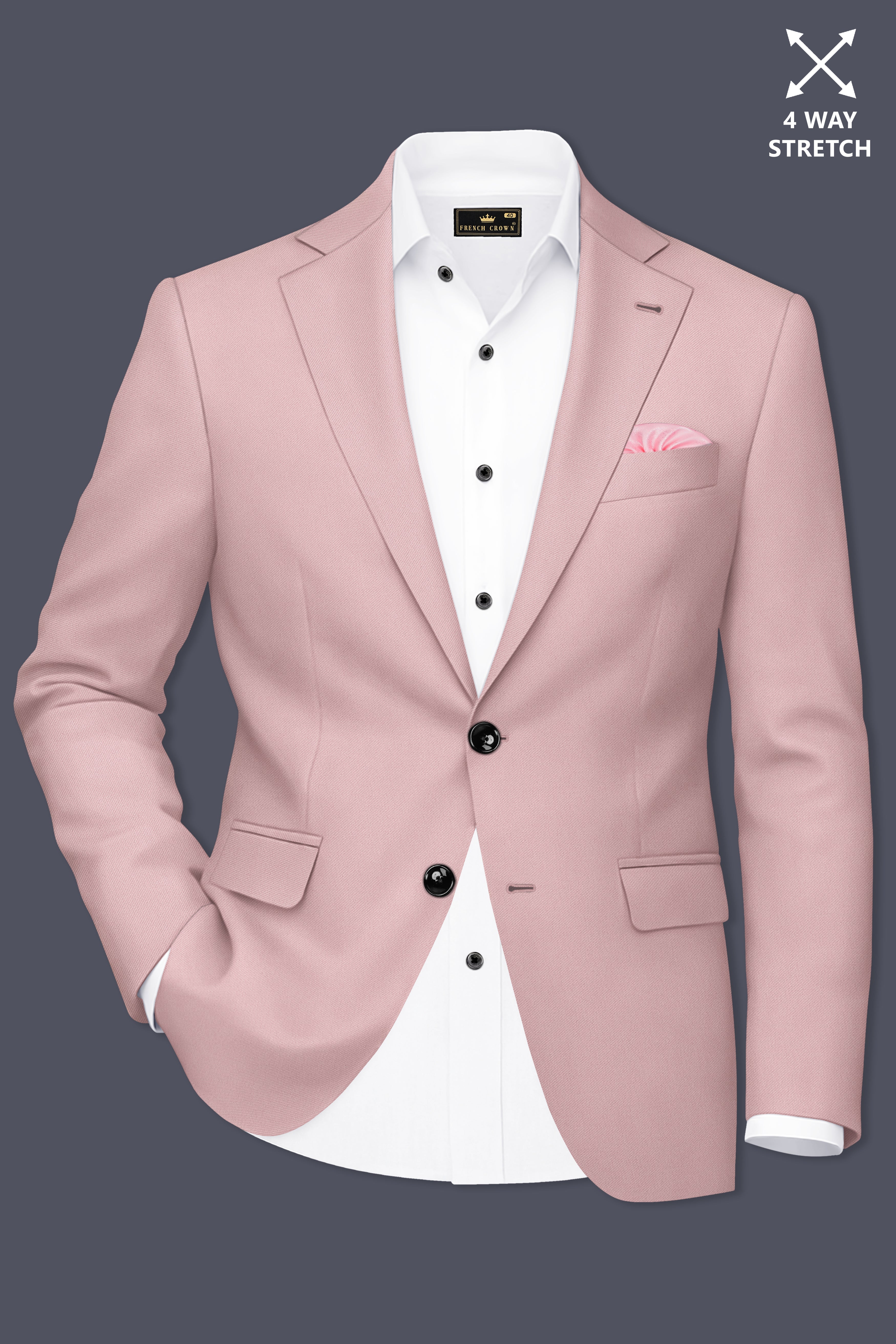 Solenne-Korean Pharlap Peach 4-Way Stretch Wrinkle-Free Wool Rich Single Breasted Blazer