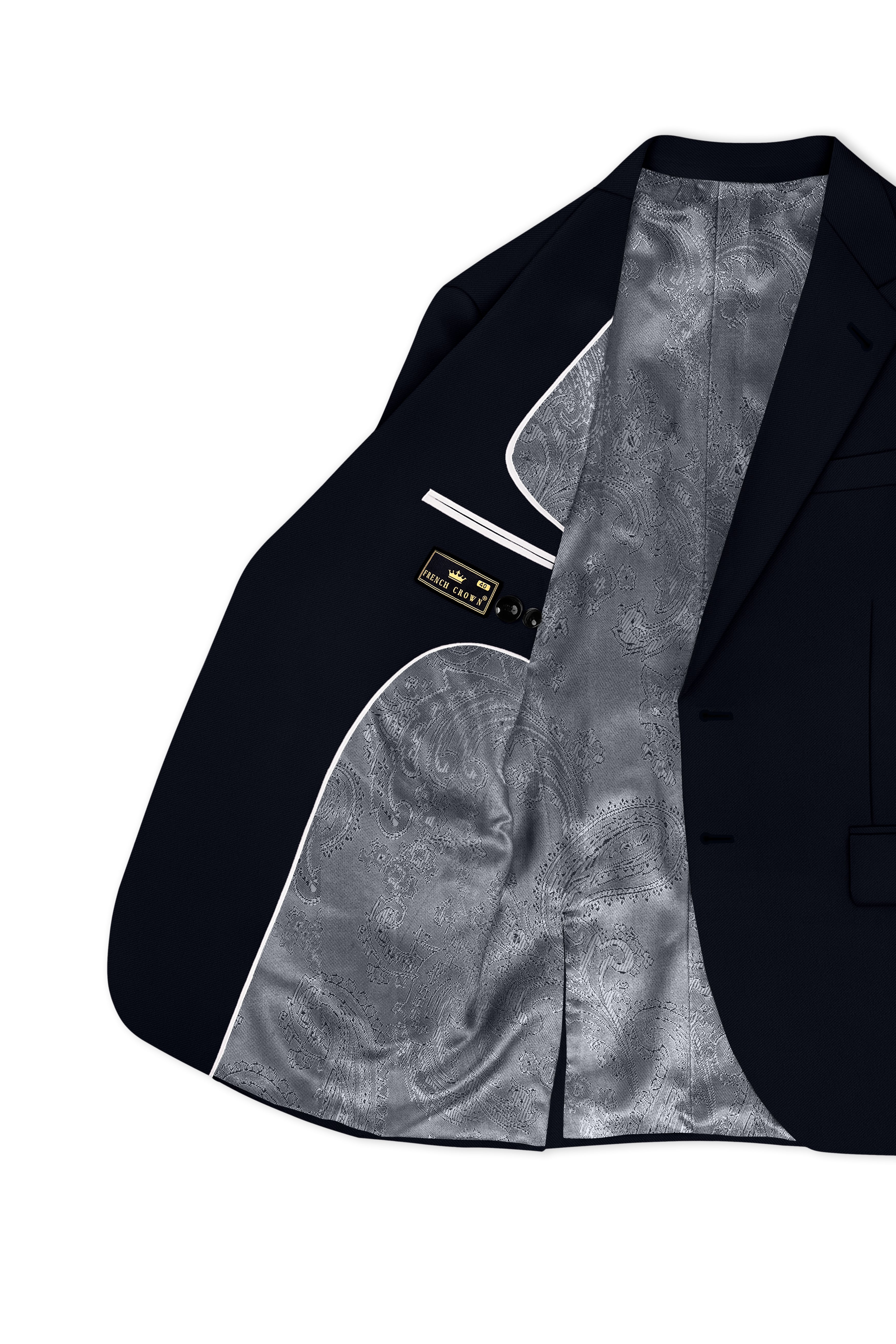 Nero-Korean Tealish Navy 4-Way Stretch Wrinkle-Free Wool Rich Single Breasted Blazer