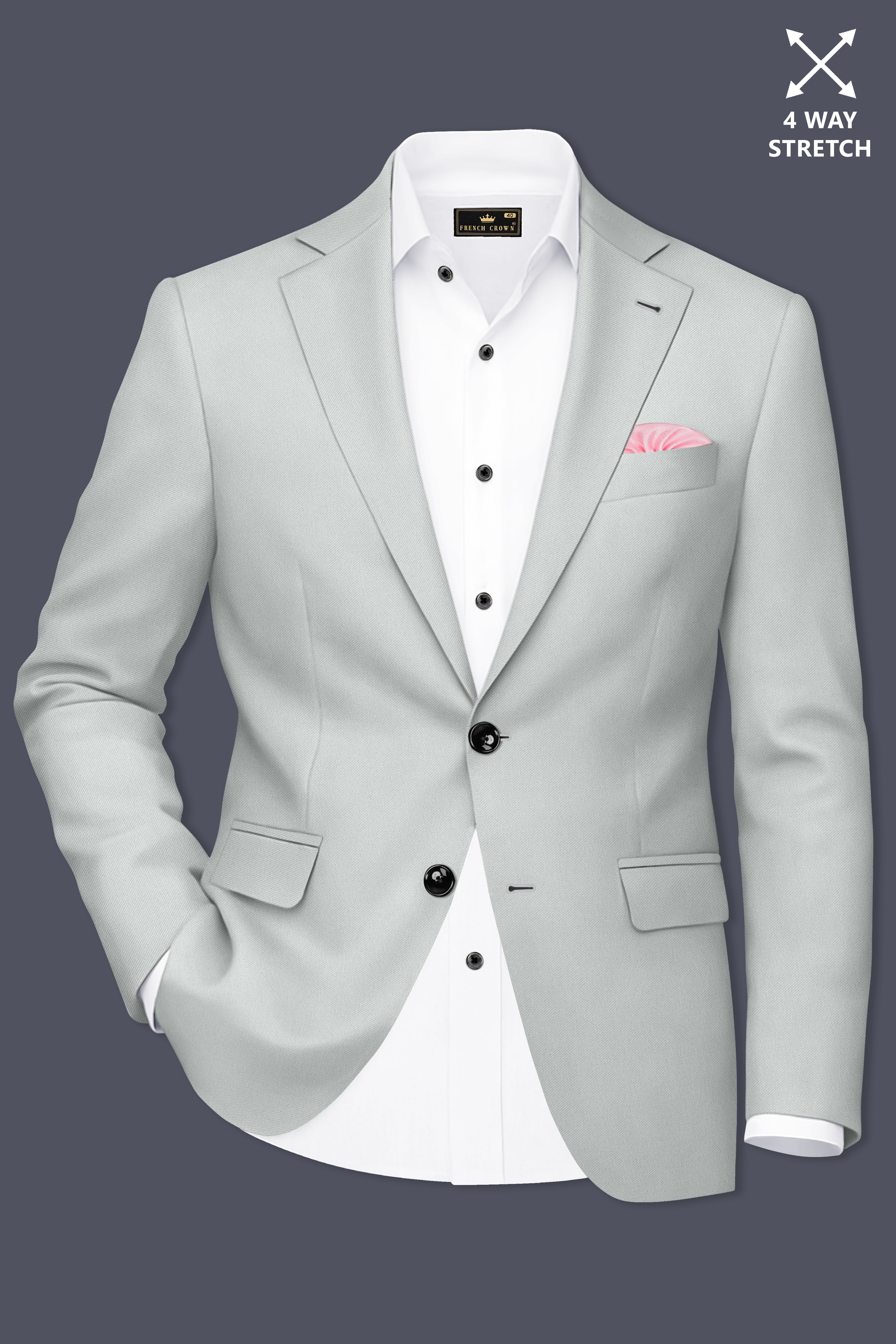 Prestige-Korean Mercury Green 4-Way Stretch Wrinkle-Free Wool Rich Single Breasted Blazer