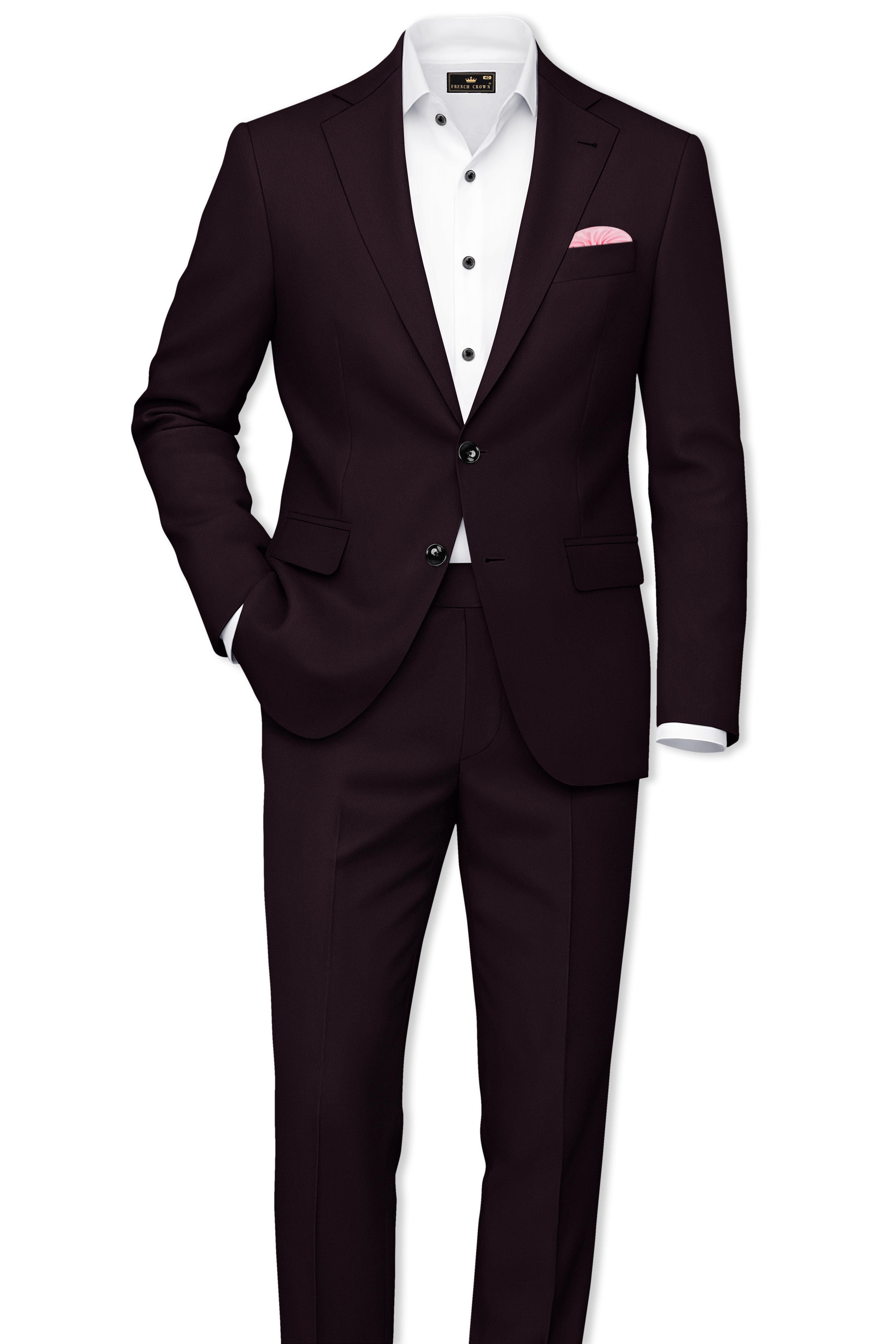 Merlot-Korean Wine Purple 4-Way Stretch Wrinkle-Free Wool Rich Single Breasted Blazer