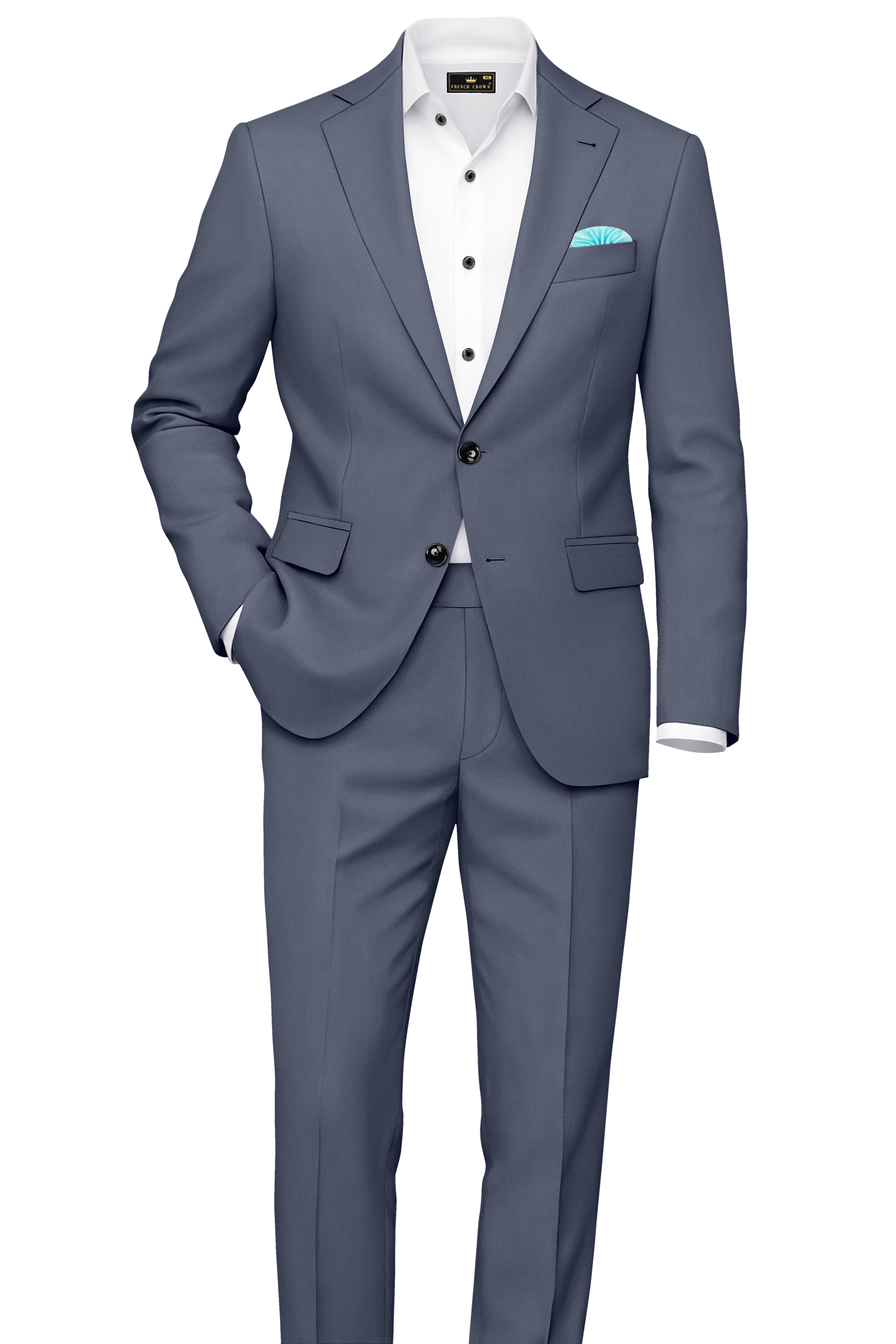 Monarch-Korean Dolphin Gray 4-Way Stretch Wrinkle-Free Wool Rich Single Breasted Blazer