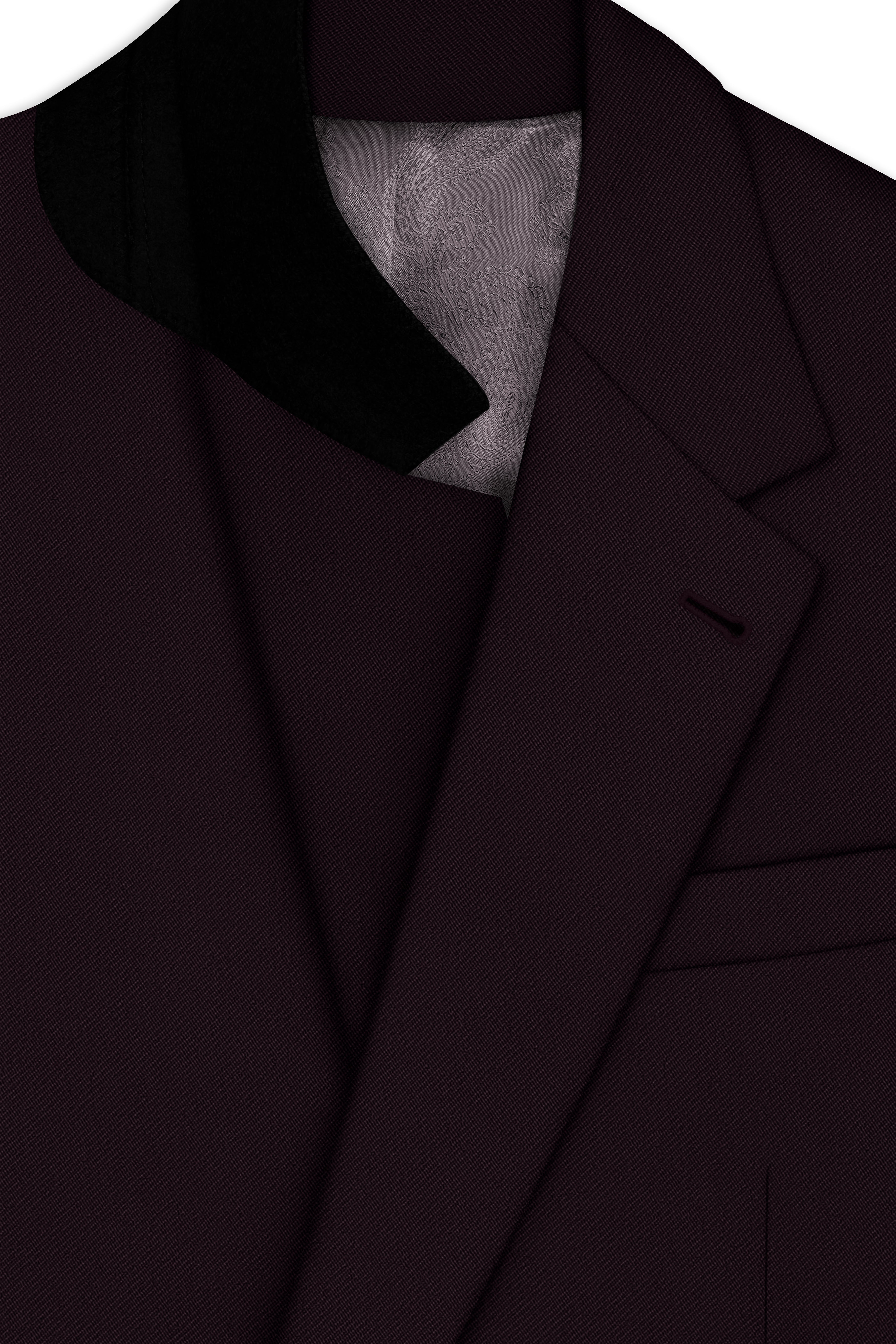 Merlot-Korean Wine Purple 4-Way Stretch Wrinkle-Free Wool Rich Double Breasted Blazer