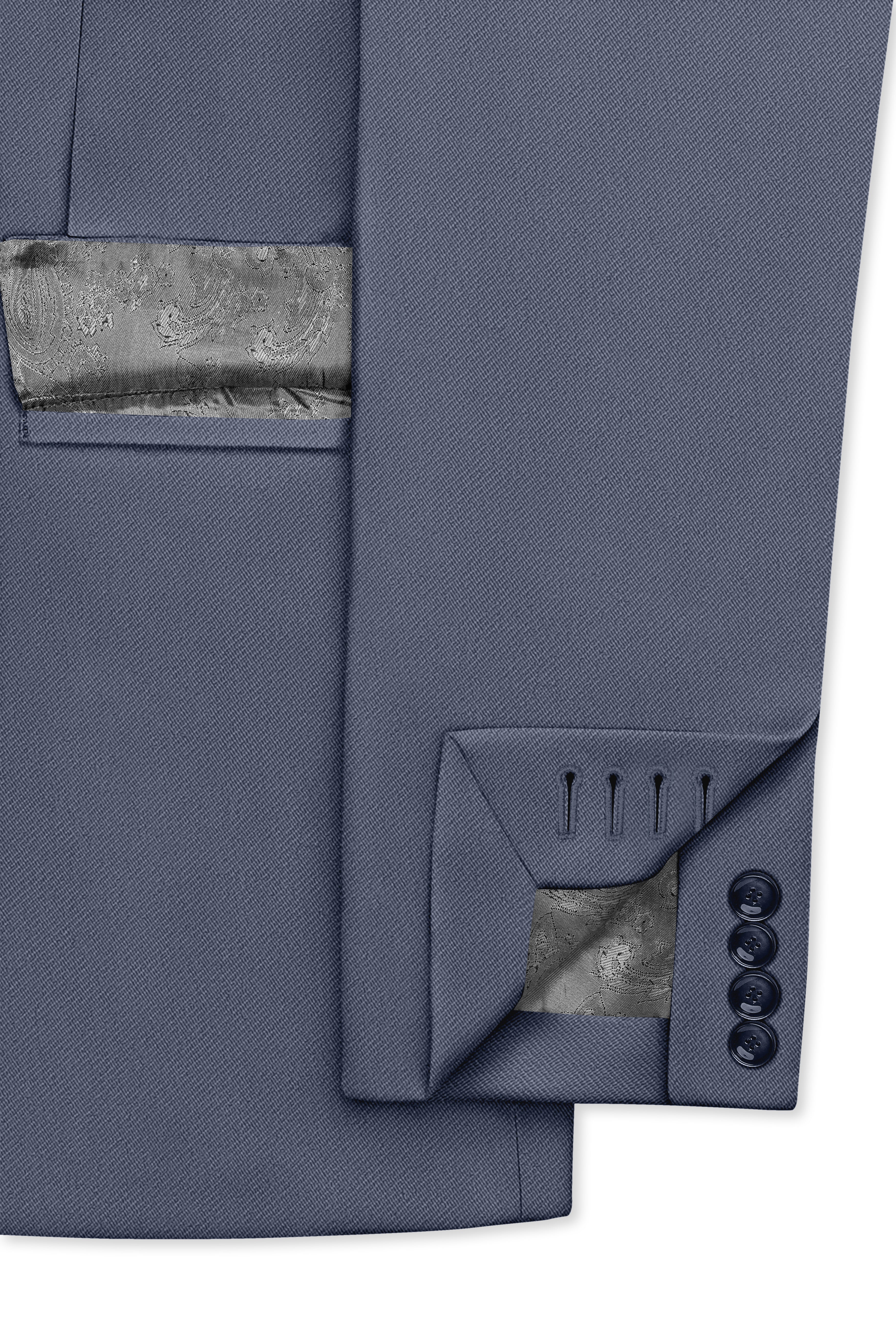 Monarch-Korean Dolphin Gray 4-Way Stretch Wrinkle-Free Wool Rich Double Breasted Blazer