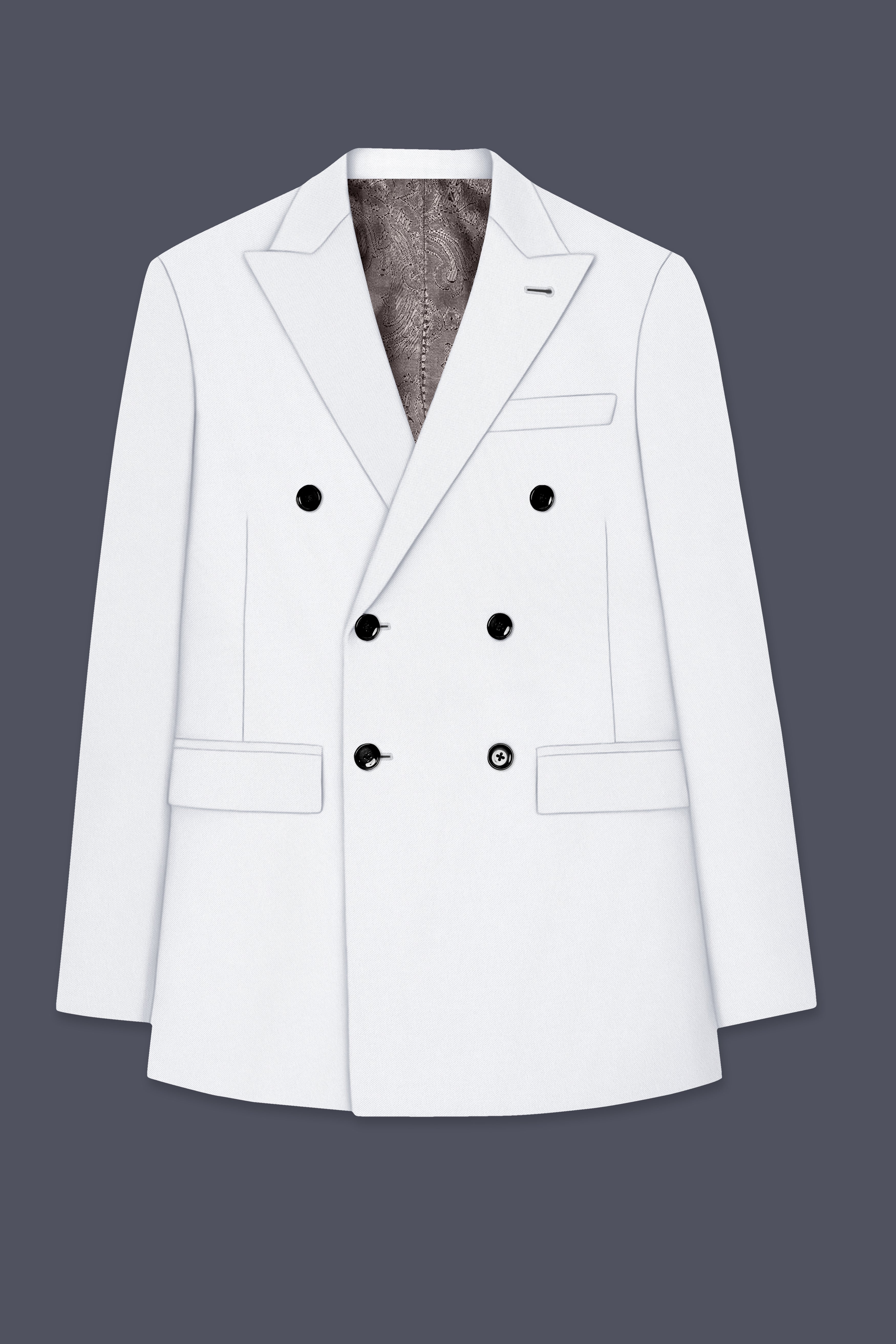 Lumier-Korean Bright White 4-Way Stretch Wrinkle-Free Wool Rich Double Breasted Blazer