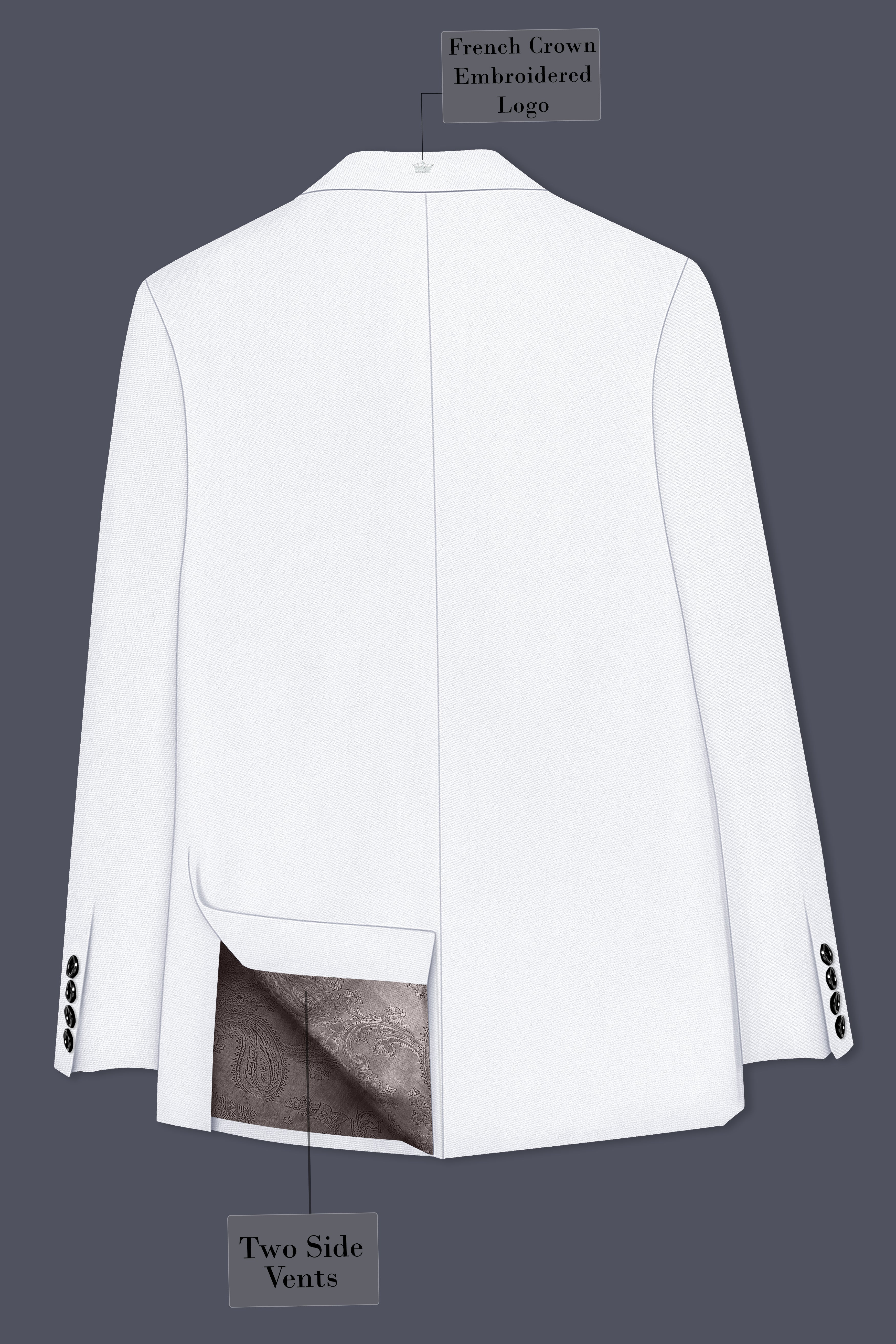 Lumier-Korean Bright White 4-Way Stretch Wrinkle-Free Wool Rich Double Breasted Blazer