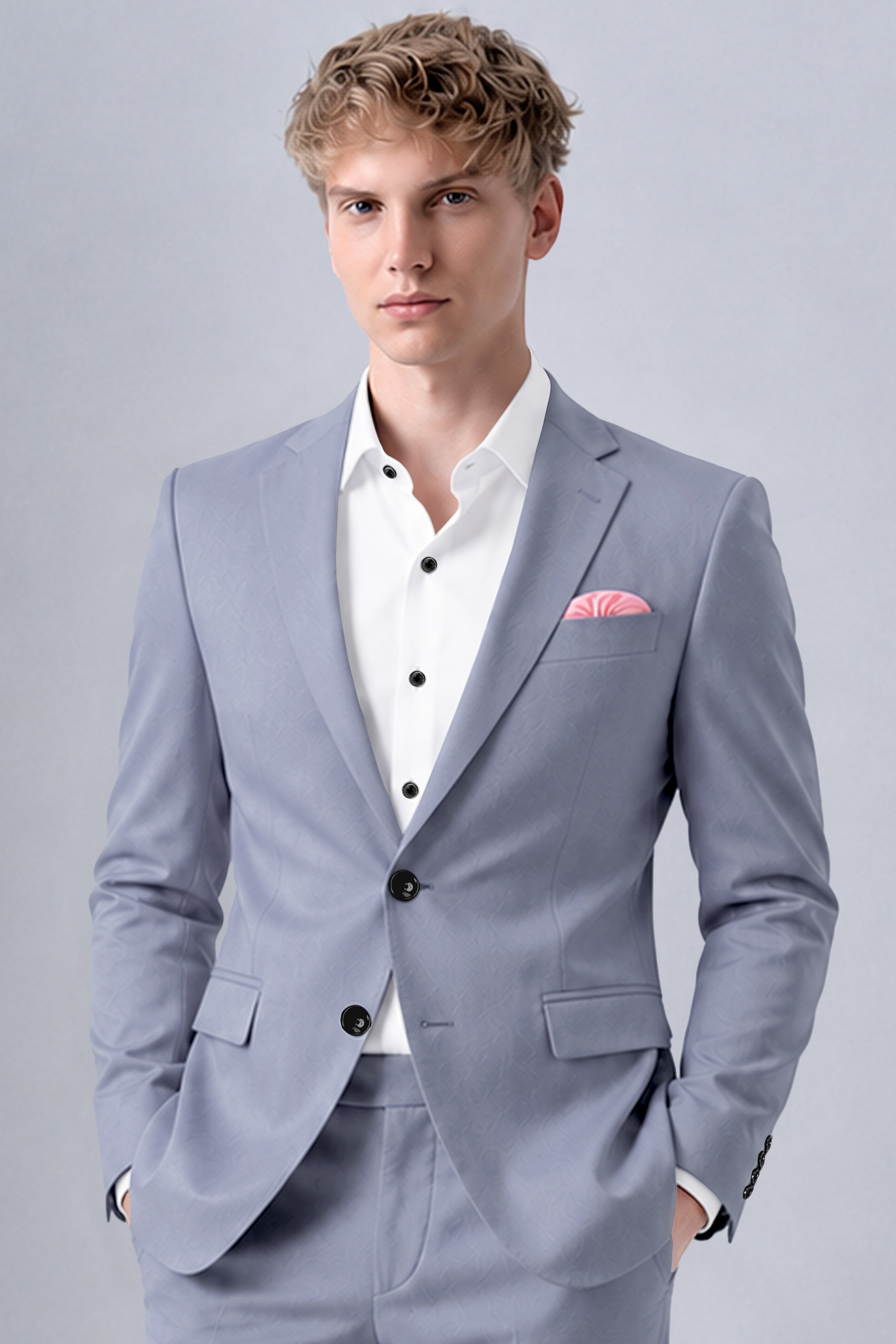 Sterling-Manatee Gray Wool Rich Slight Stretch Single Breasted Blazer