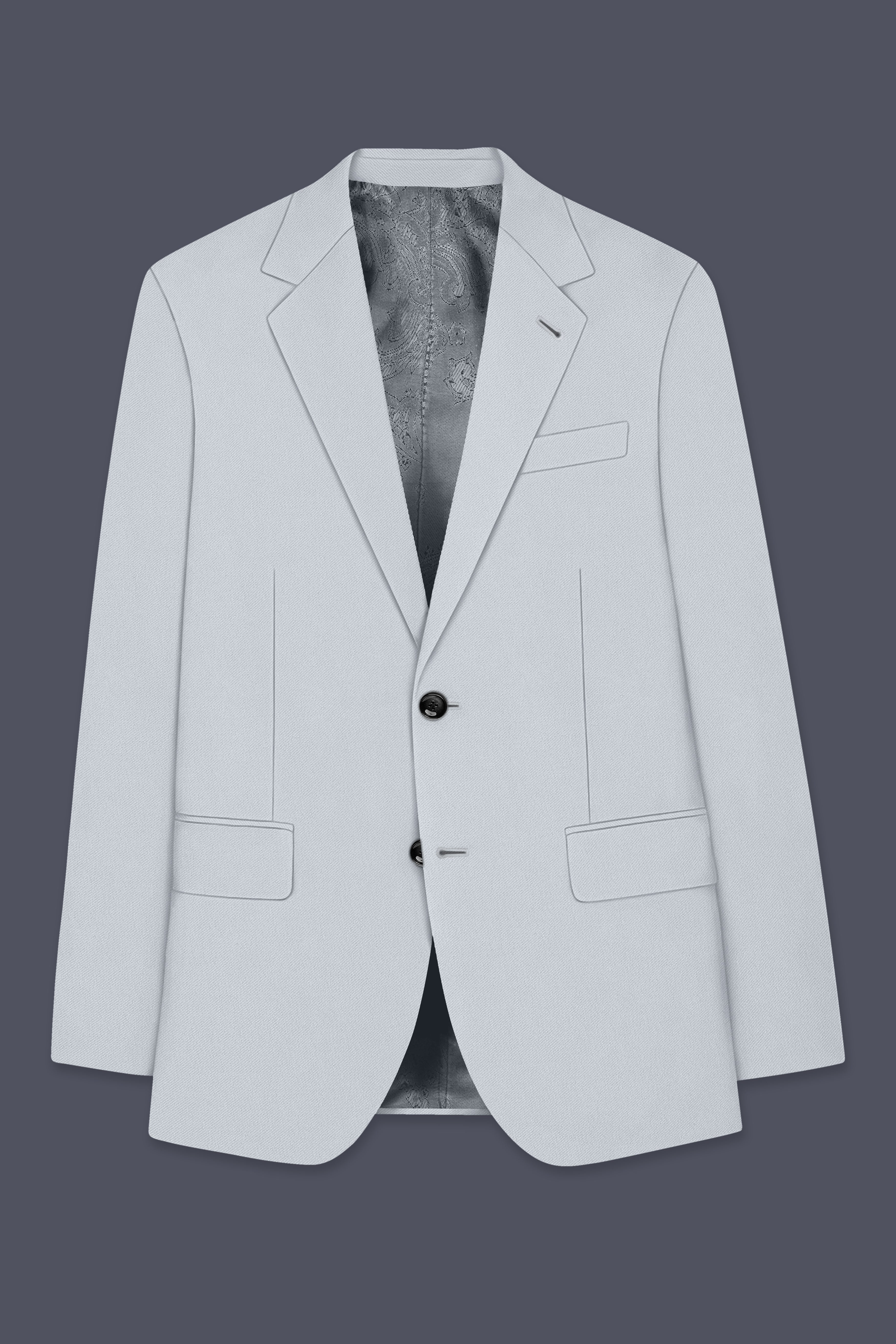 Slate-Mystic Gray Wool Rich Slight Stretch Single Breasted Blazer