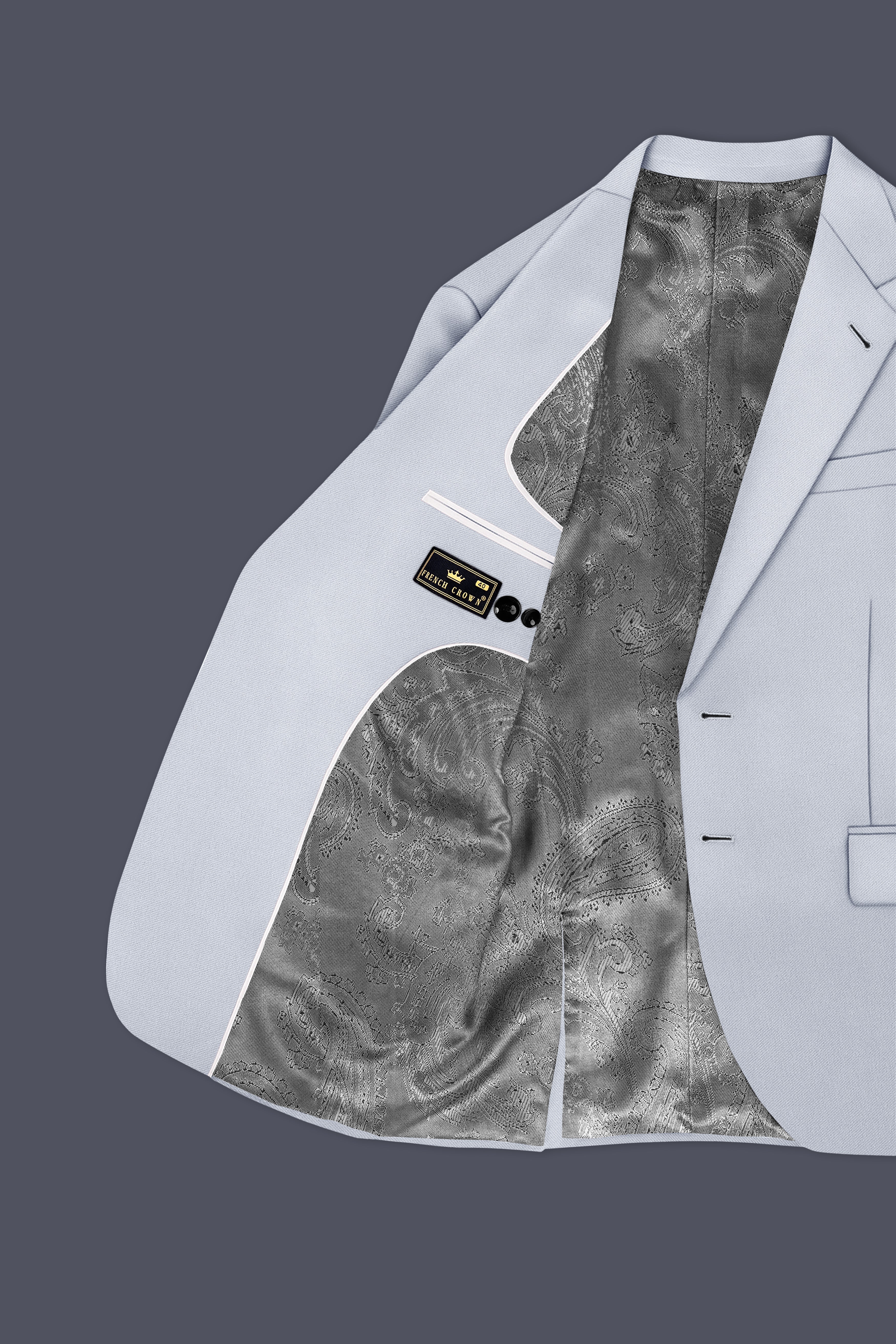 Azure-Periwinkle Gray Wool Rich Slight Stretch Single Breasted Blazer
