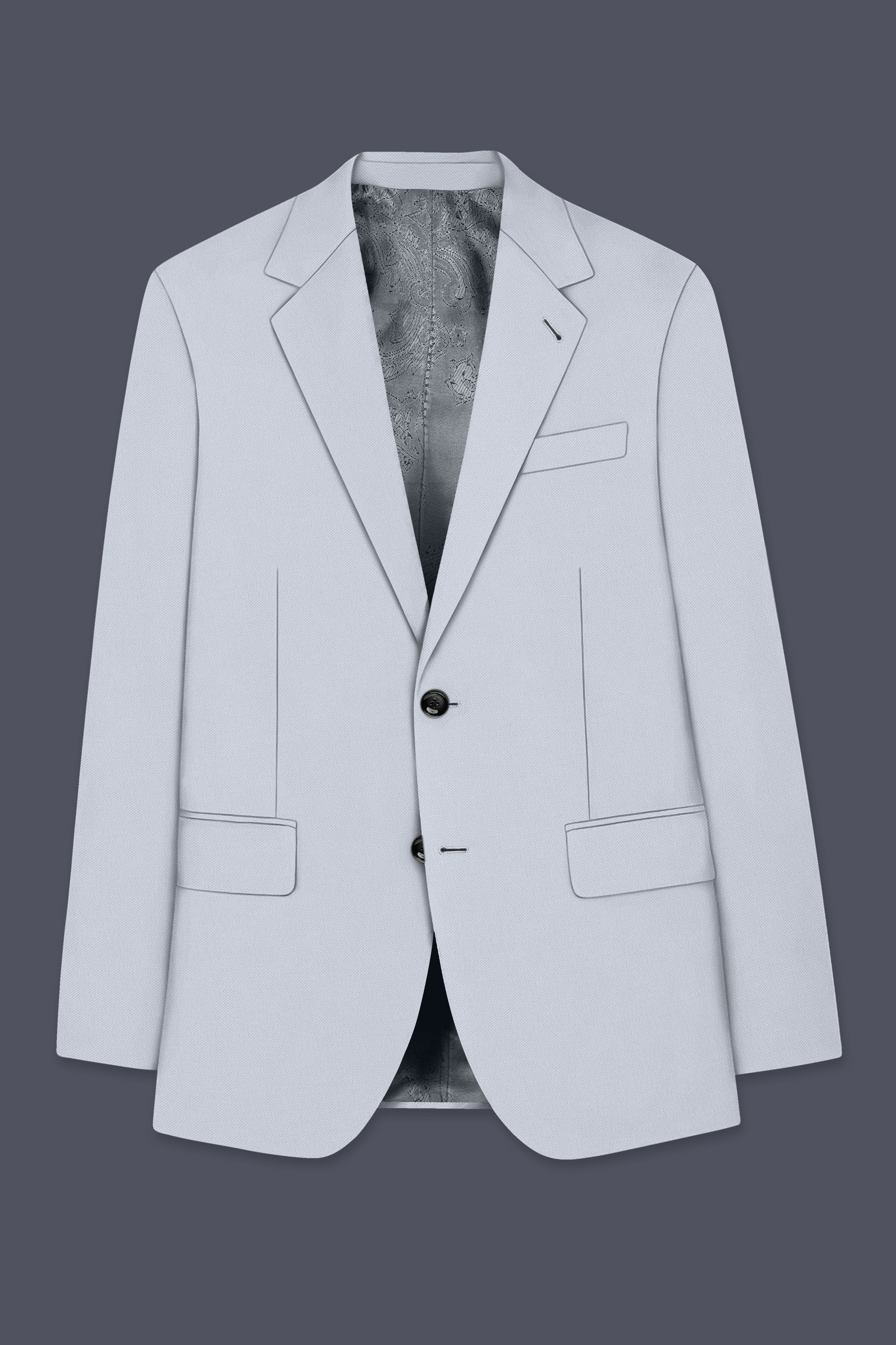 Azure-Periwinkle Gray Wool Rich Slight Stretch Single Breasted Blazer