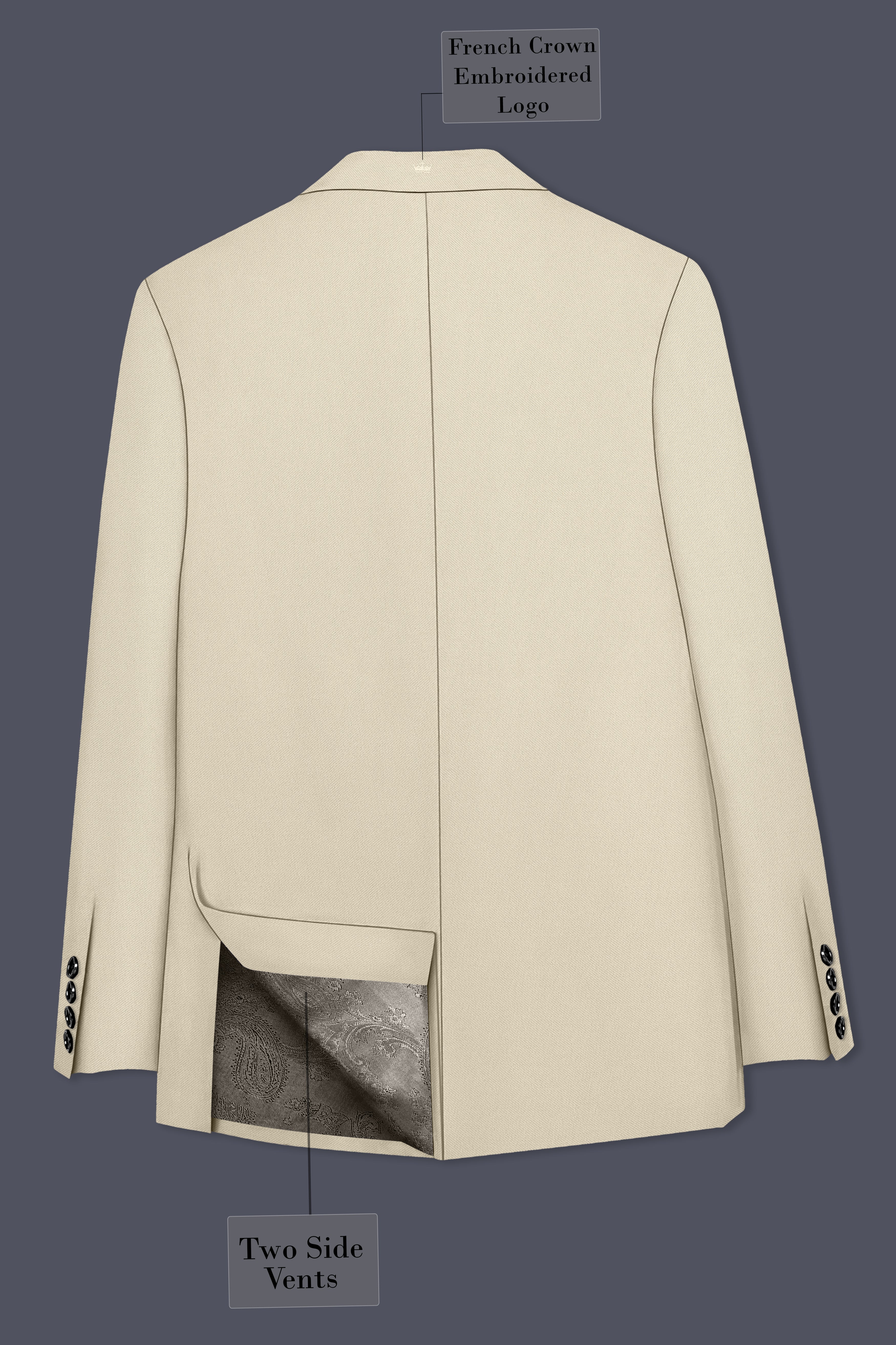 Ivora-Almond Cream Wool Rich Slight Stretch Single Breasted Blazer