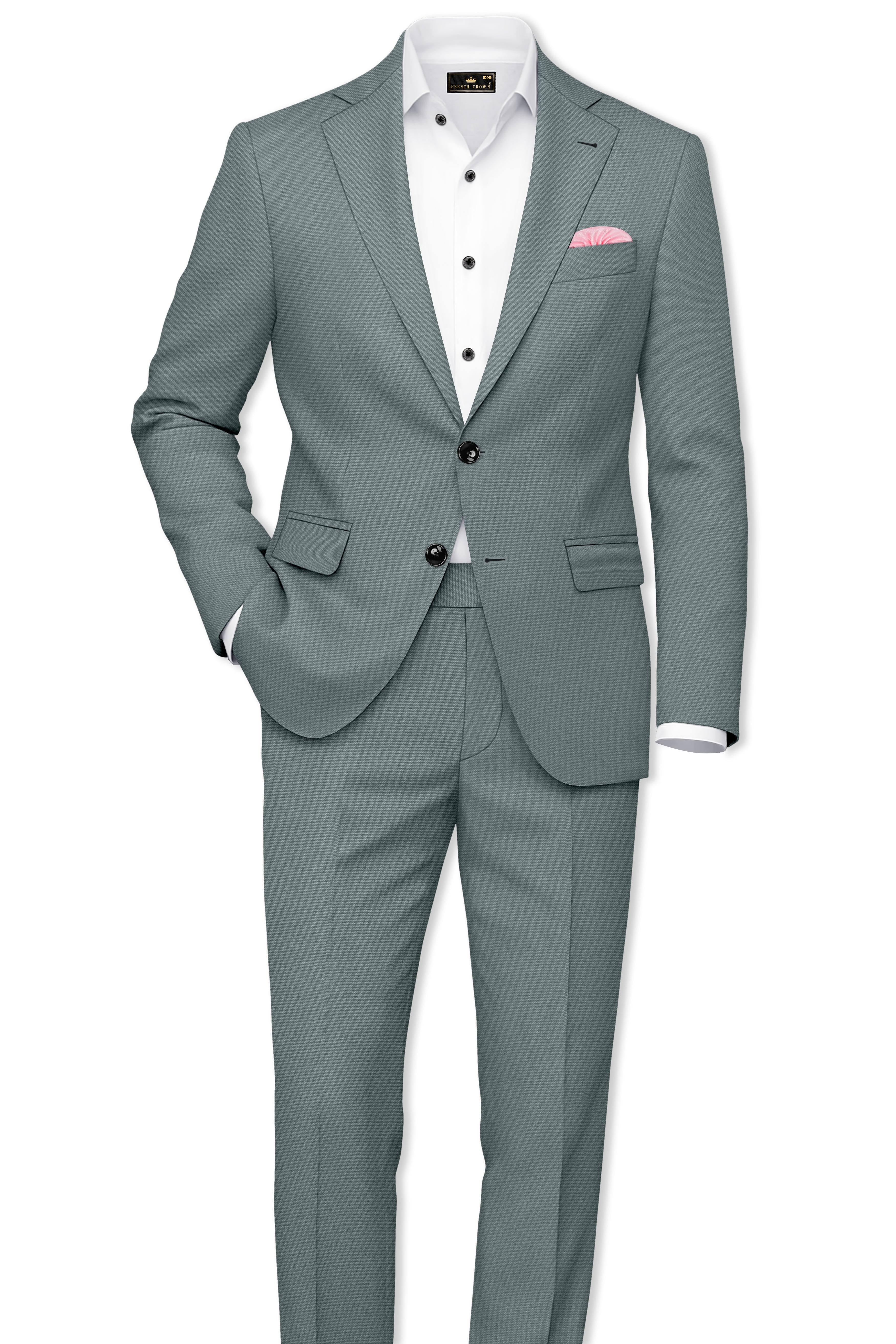 Verdant-Raven Green Wool Rich Slight Stretch Single Breasted Blazer